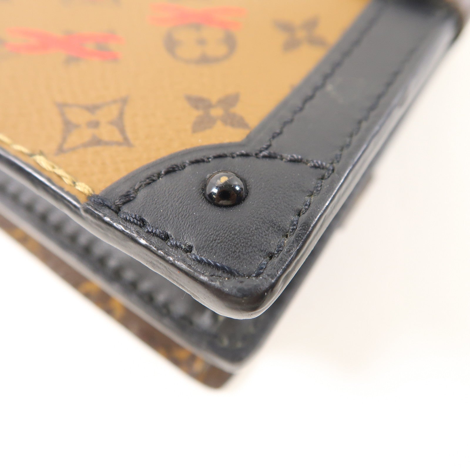 LOUIS VUITTON Monogram Reverse Trunk Clutch金扣肩背袋啡色