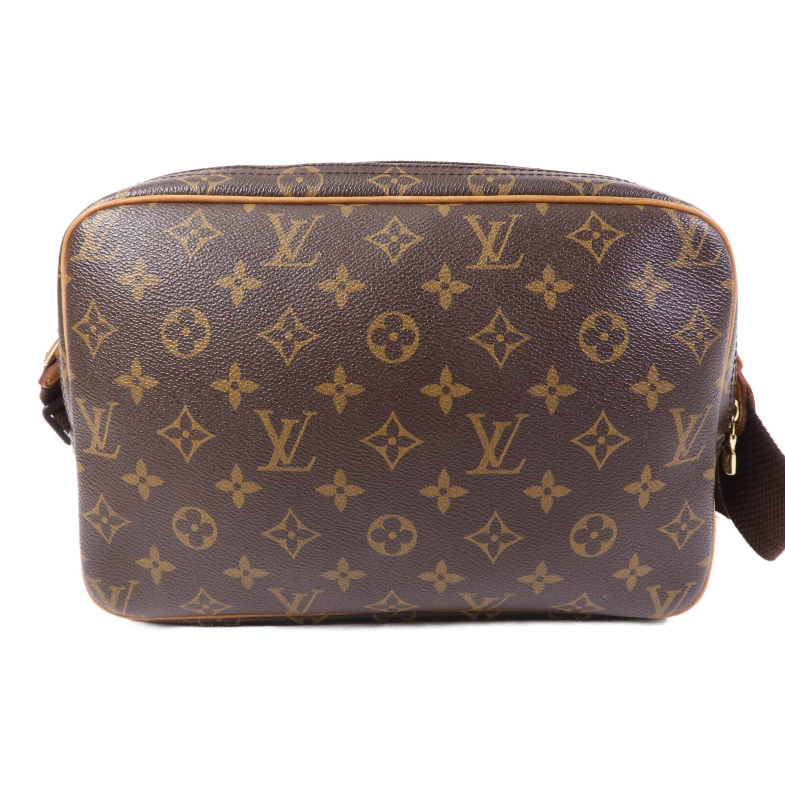LOUIS VUITTON Monogram Reporter PM金扣肩背袋棕色