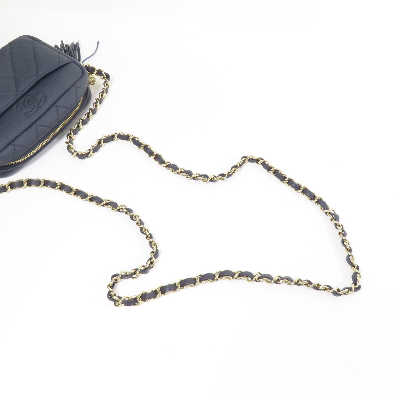 CHANEL 牛皮皮革Shoulder Bag金扣鏈帶肩背袋