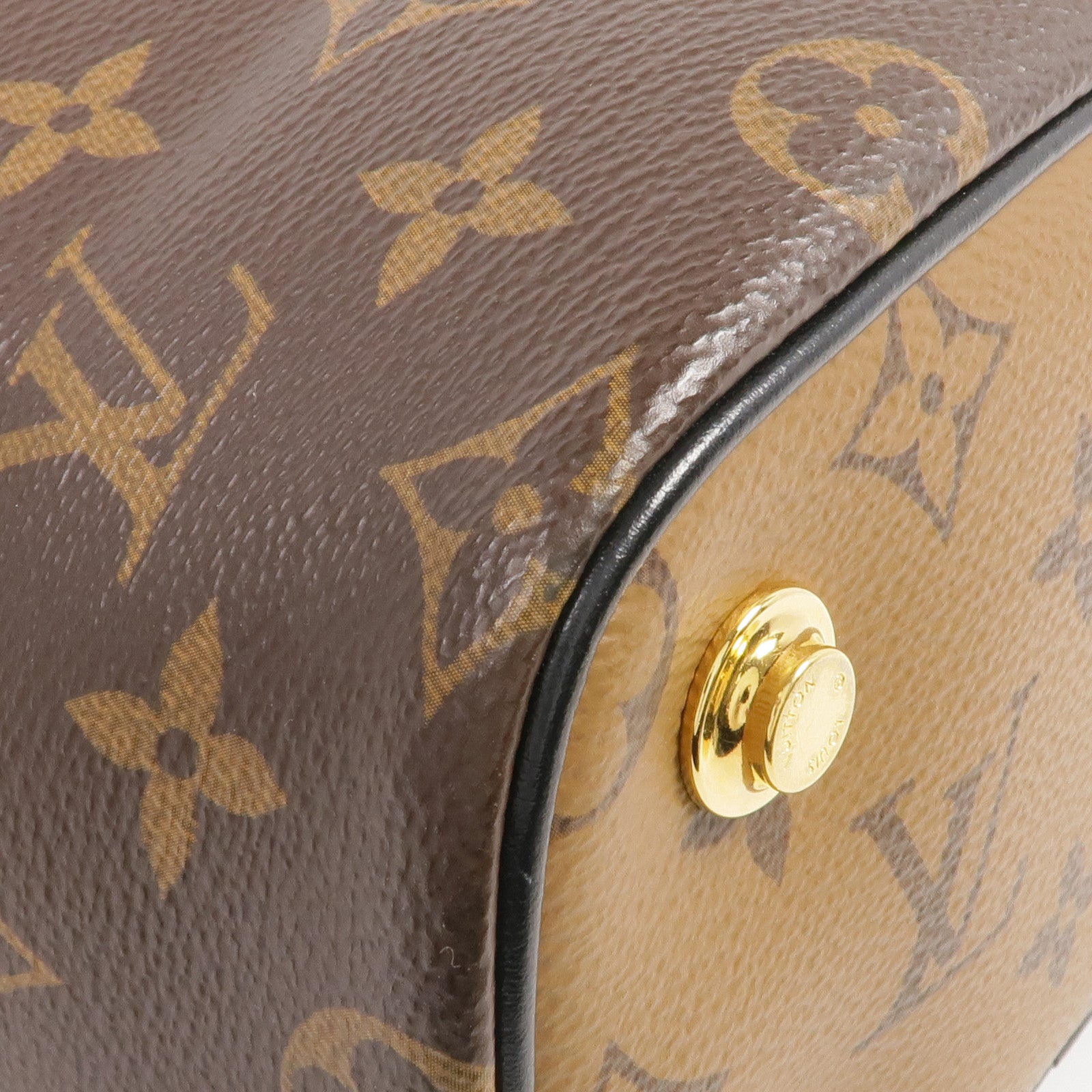 LOUIS VUITTON Monogram/Monogram Reverse Vanity PM金扣手挽肩背兩用袋棕色