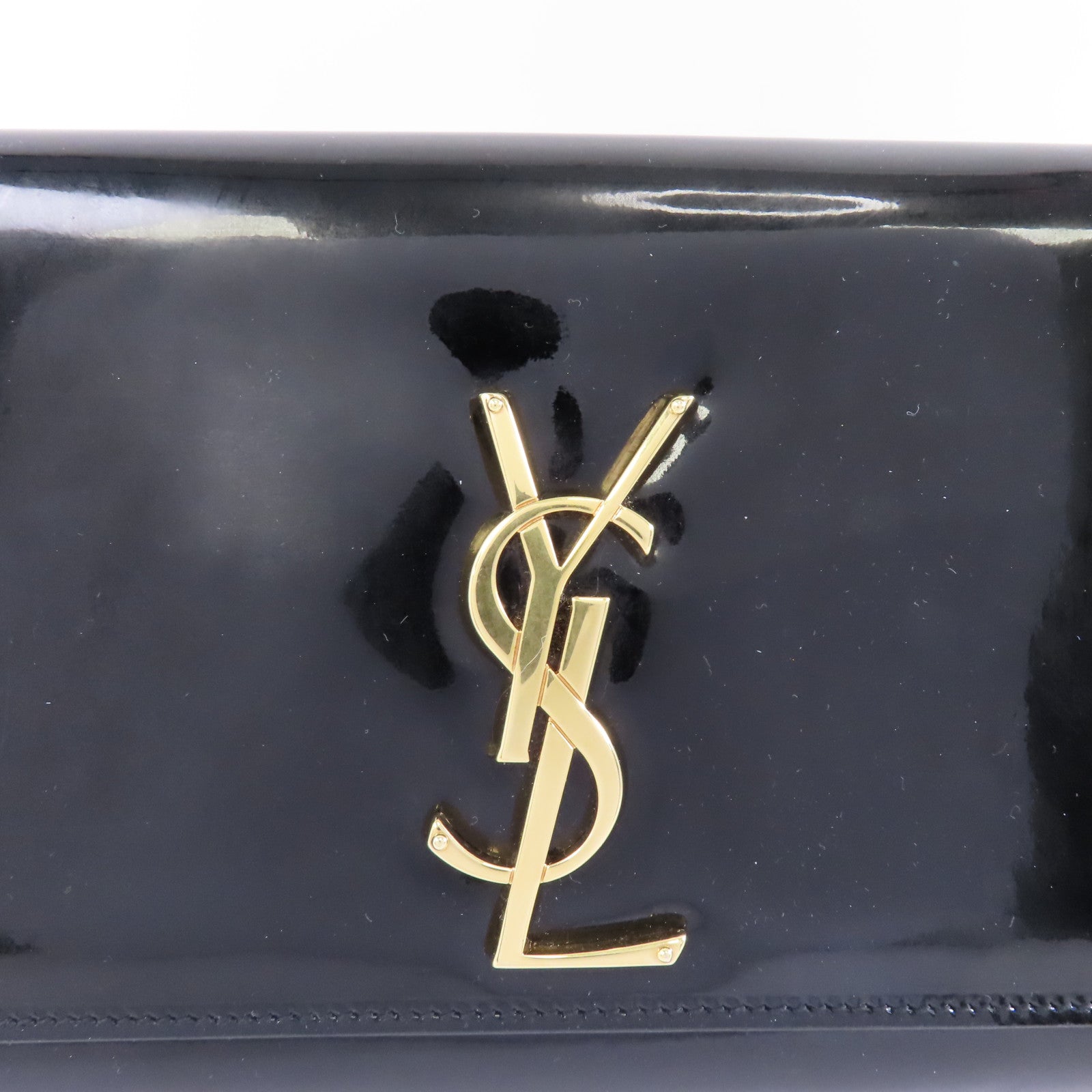 SAINT LAURENT 漆皮皮革Clutch金扣手拿包黑色