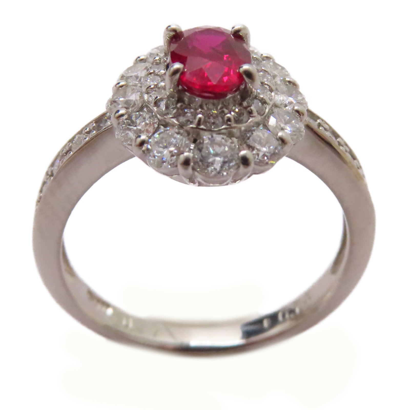 JEWELRY PT鉑金Ruby/Diamond Ring 0.57ct紅寶石/0.74ct鑽石戒指US#6.25