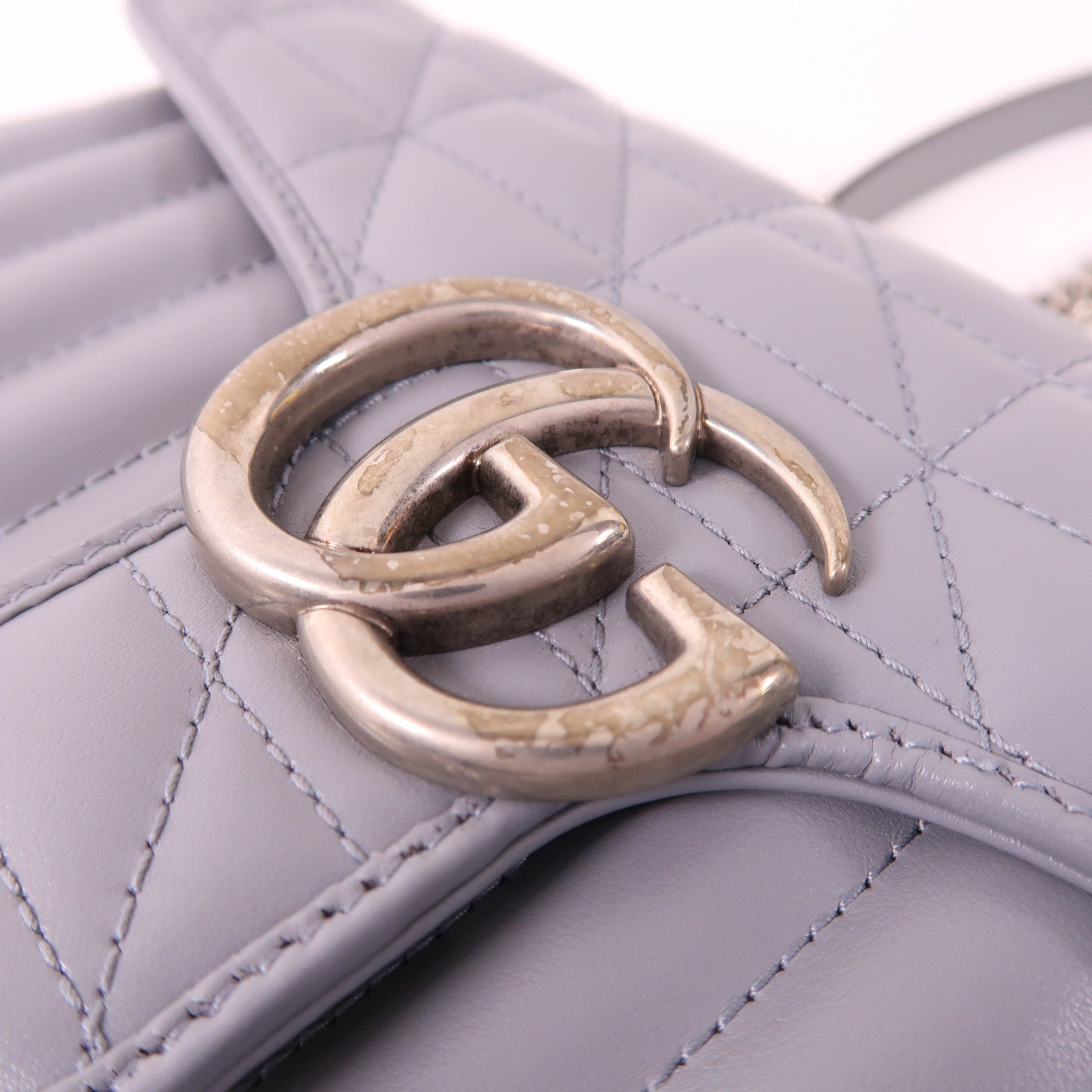GUCCI 牛皮皮革GG Marmont銀扣鏈帶肩背袋