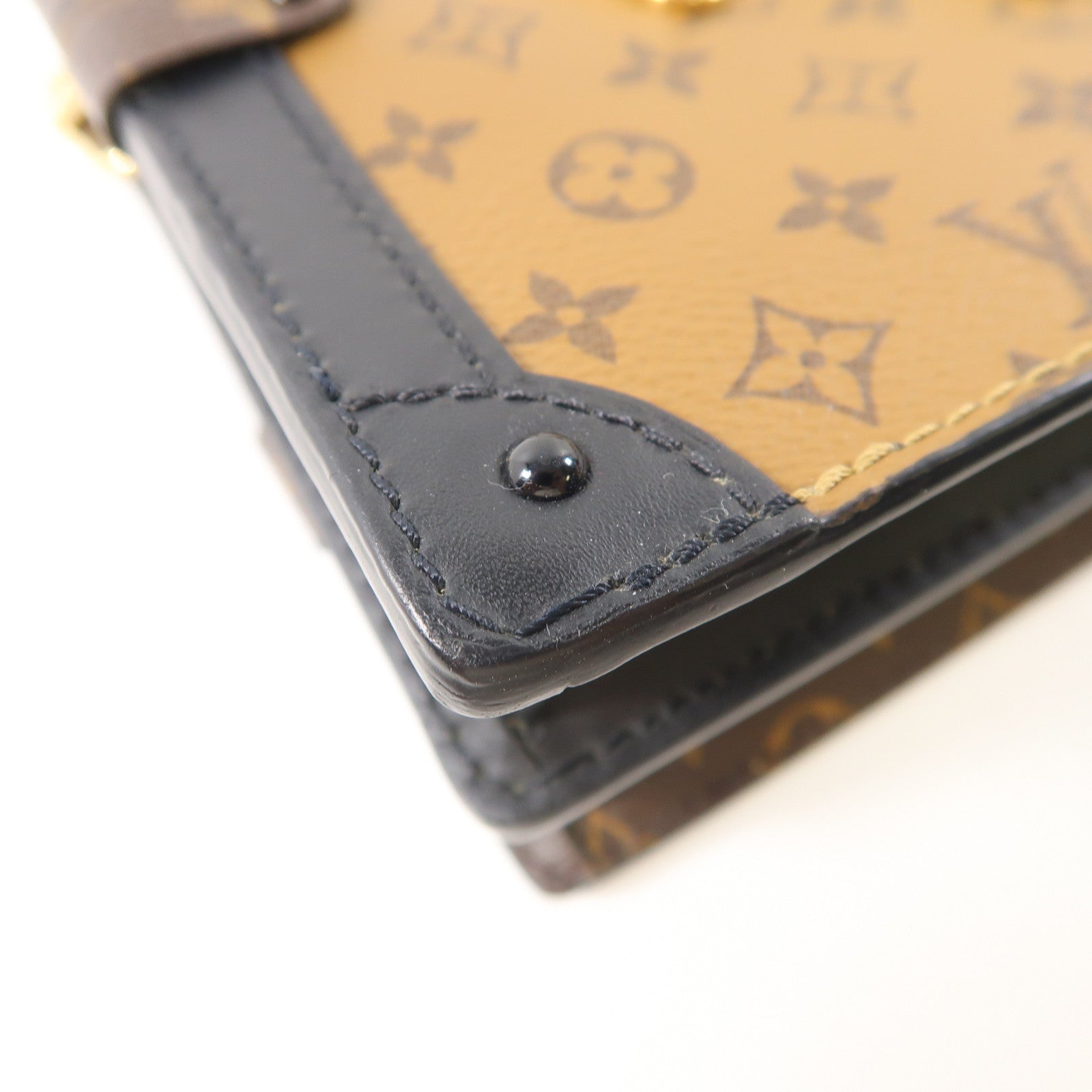 LOUIS VUITTON Monogram Reverse Trunk Clutch金扣肩背袋啡色