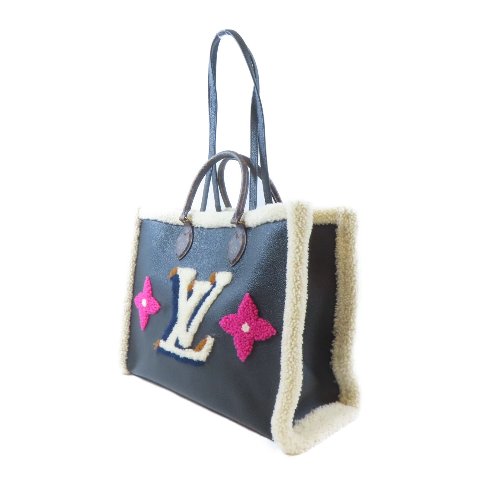 LOUIS VUITTON (PRICE DOWN) LV GHW On The Go GM Tote Bag 2 Way Bag M56958 Calfskin Wool Black