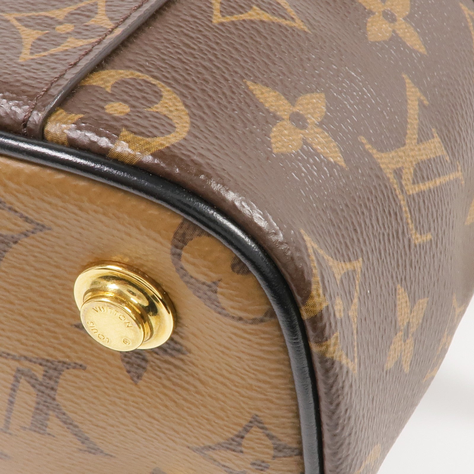 LOUIS VUITTON Monogram/Monogram Reverse Vanity PM金扣手挽肩背兩用袋棕色