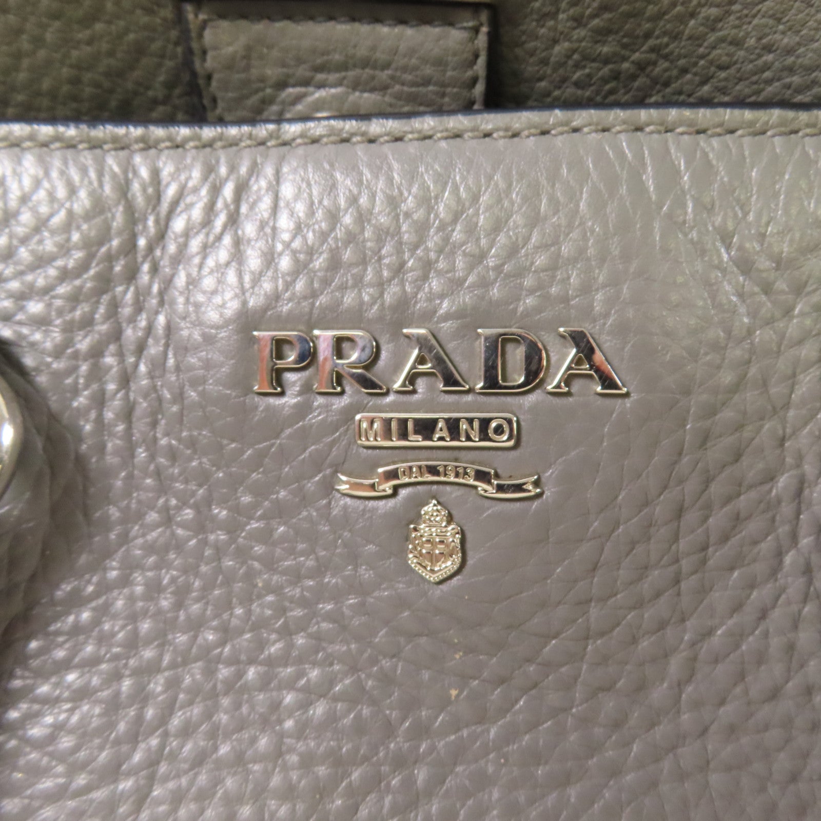 PRADA SHW 2 Way Shoulder Bag Handbag Calfskin Leather Gray Grey