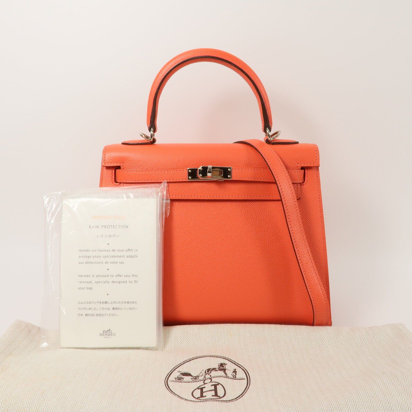 HERMES Epsom皮革Kelly 25手挽肩背兩用袋Rose Jaipur