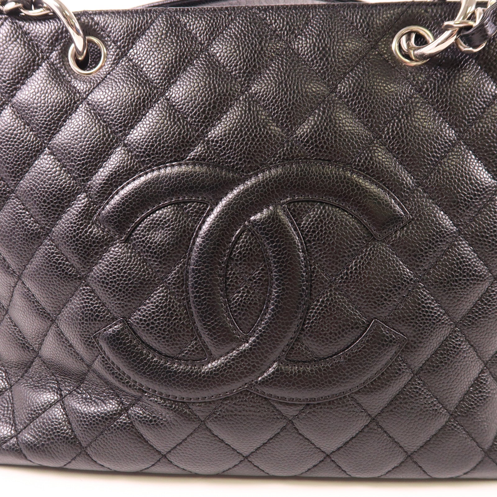 CHANEL 牛皮皮革GST Grand Shopping Tote Bag銀扣鏈帶肩背袋