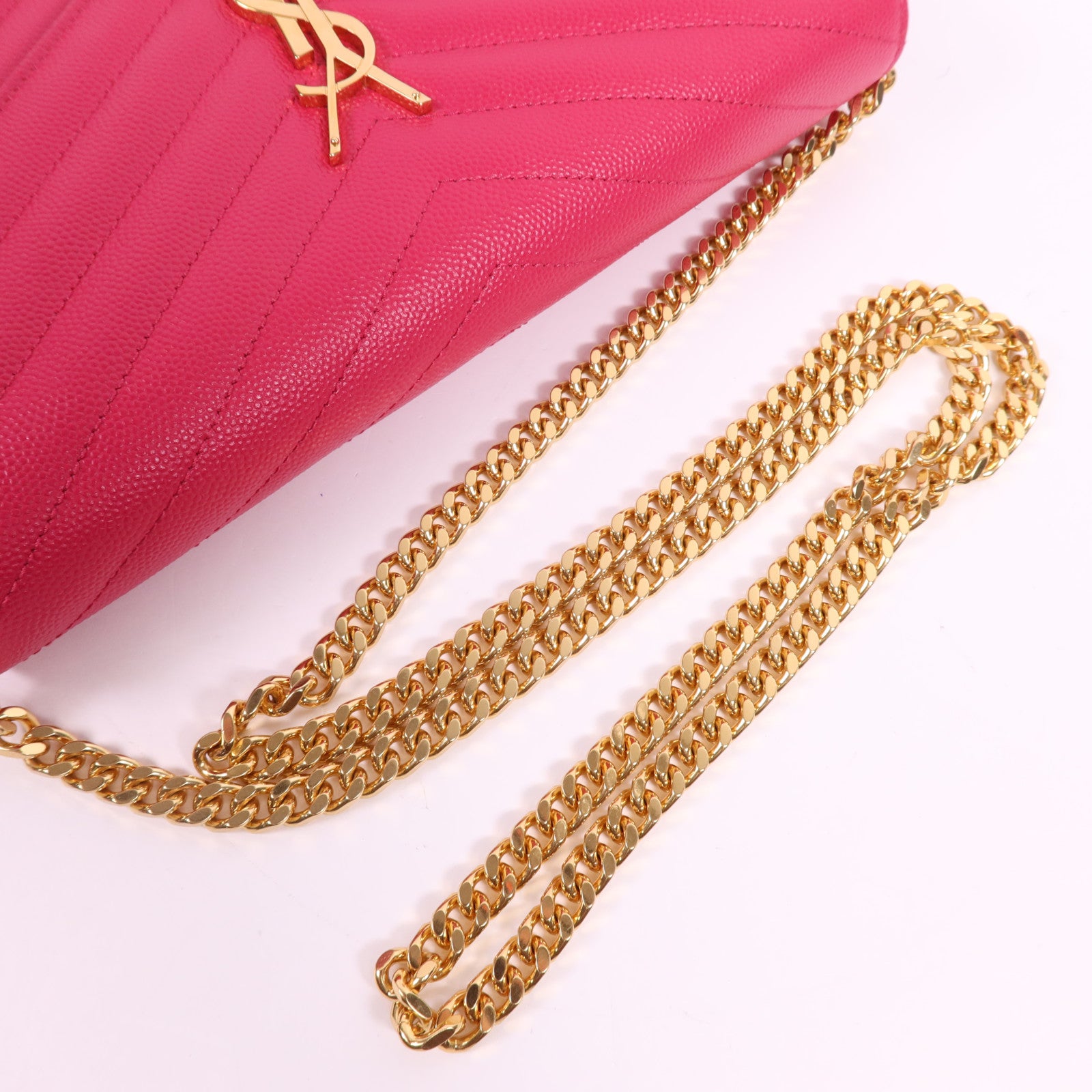 SAINT LAURENT 牛皮皮革Chain Shoulder金扣鏈帶肩背袋