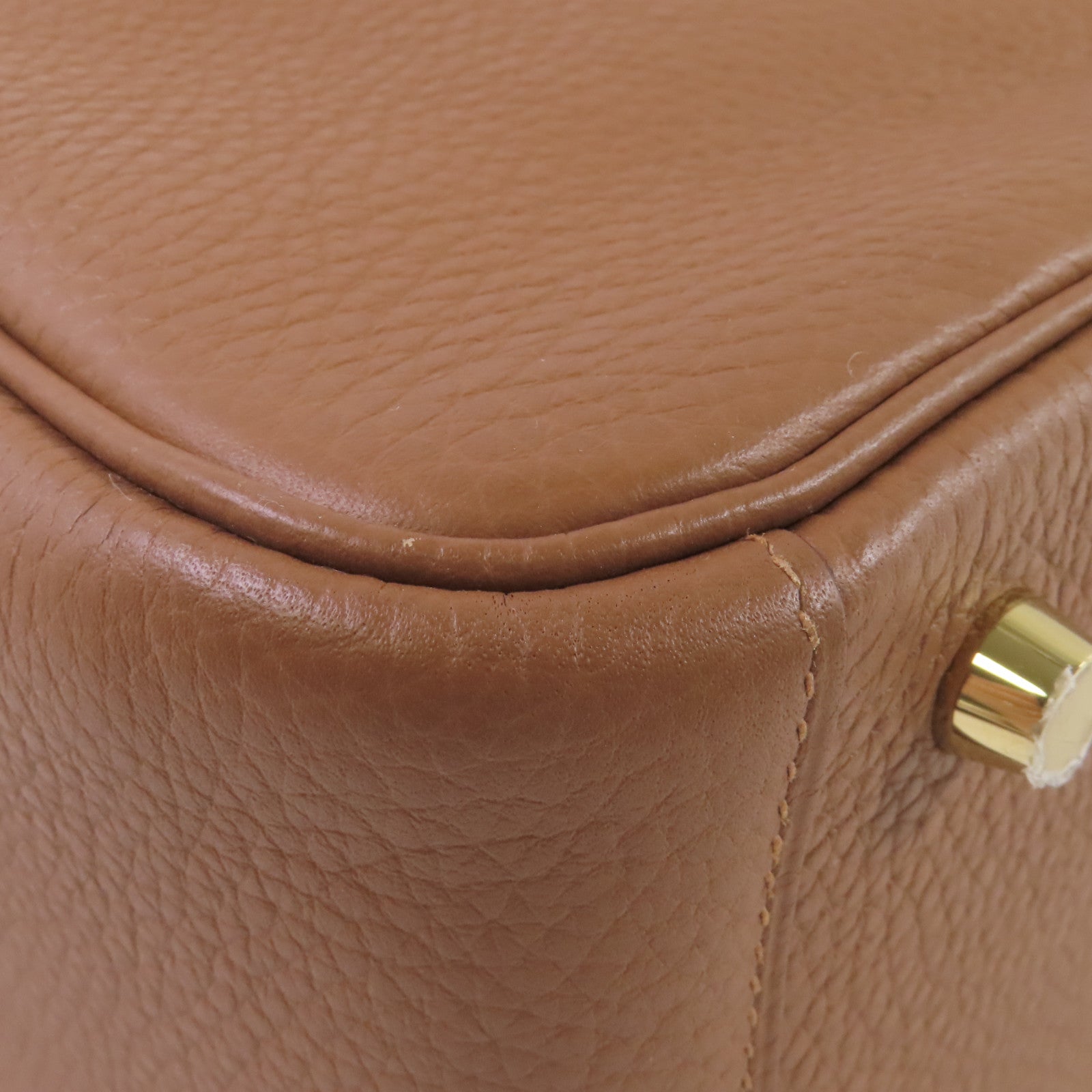 HERMES Clemence皮革/鱷魚皮革Lindy 26 Touch Shoulder Bag金扣肩背袋Gold/經典駝色