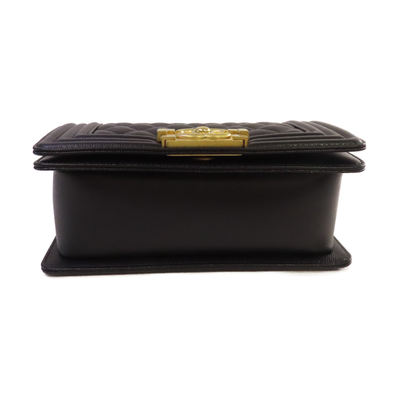 CHANEL 菱格Caviar皮革Boy Chanel 20 Chain Shoulder Bag金扣鏈帶肩背袋黑色