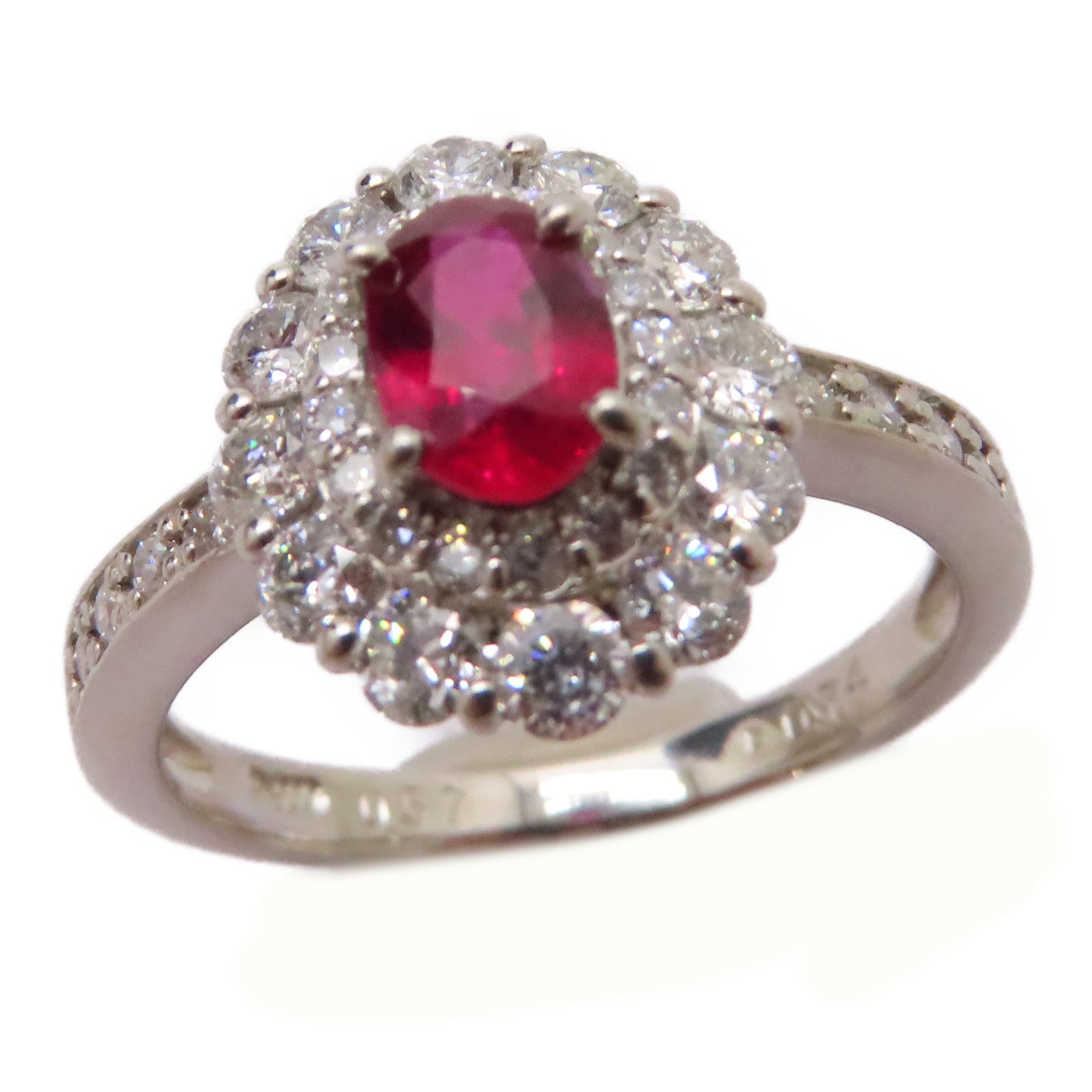 JEWELRY PT鉑金Ruby/Diamond Ring 0.57ct紅寶石/0.74ct鑽石戒指US#6.25