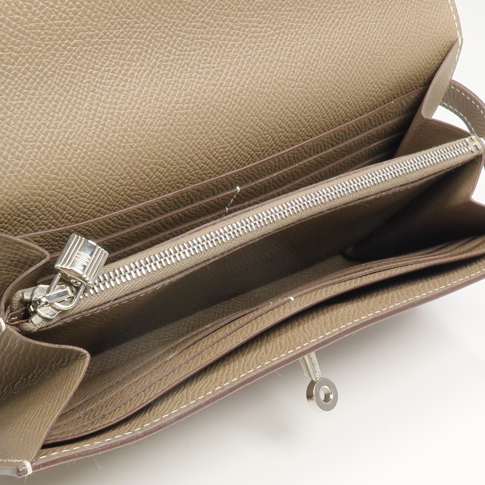 HERMES Epsom皮革Kelly Wallet長錢包Etoupe