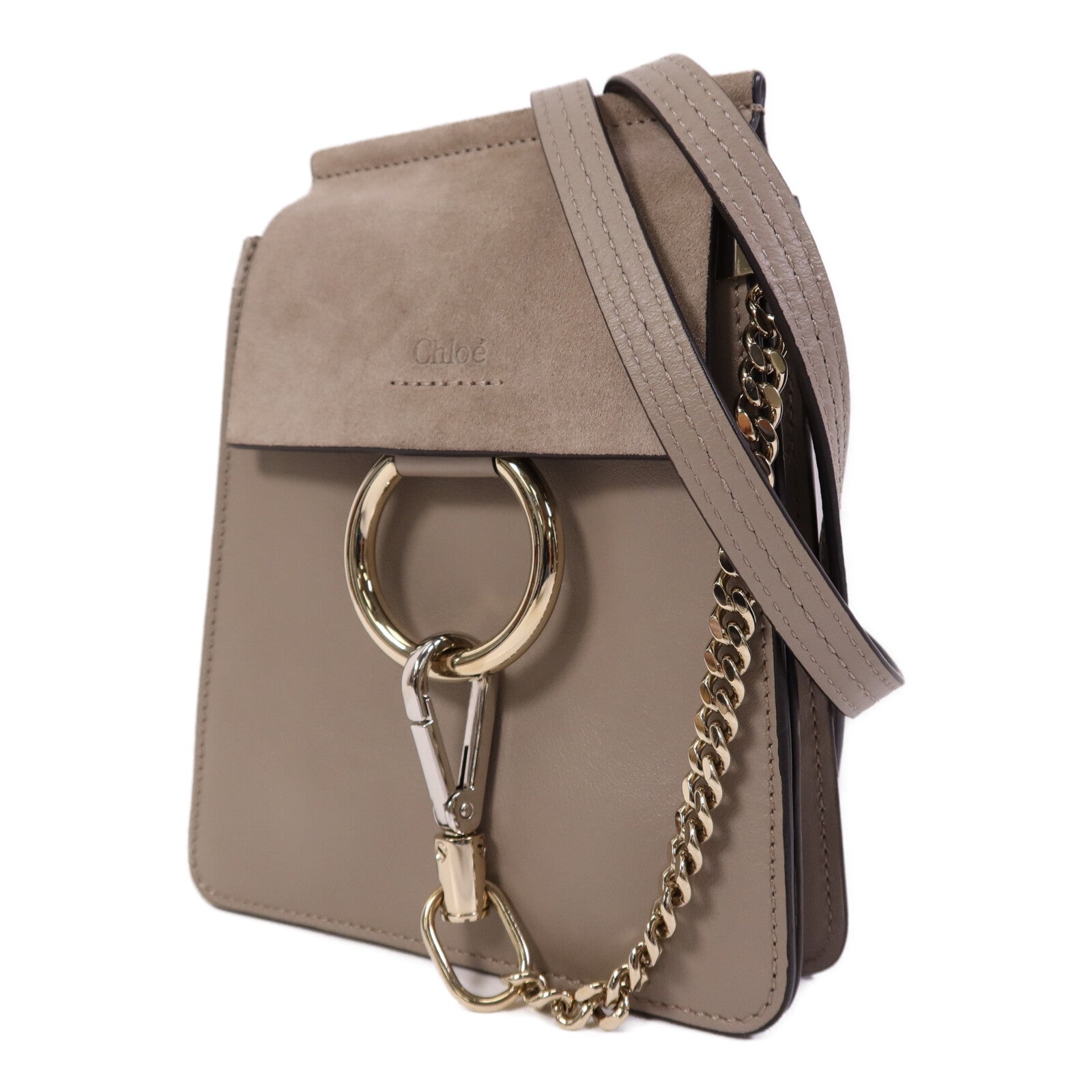 Chloe 牛皮/麂皮皮革Faye Mini Bag金扣手挽肩背兩用袋