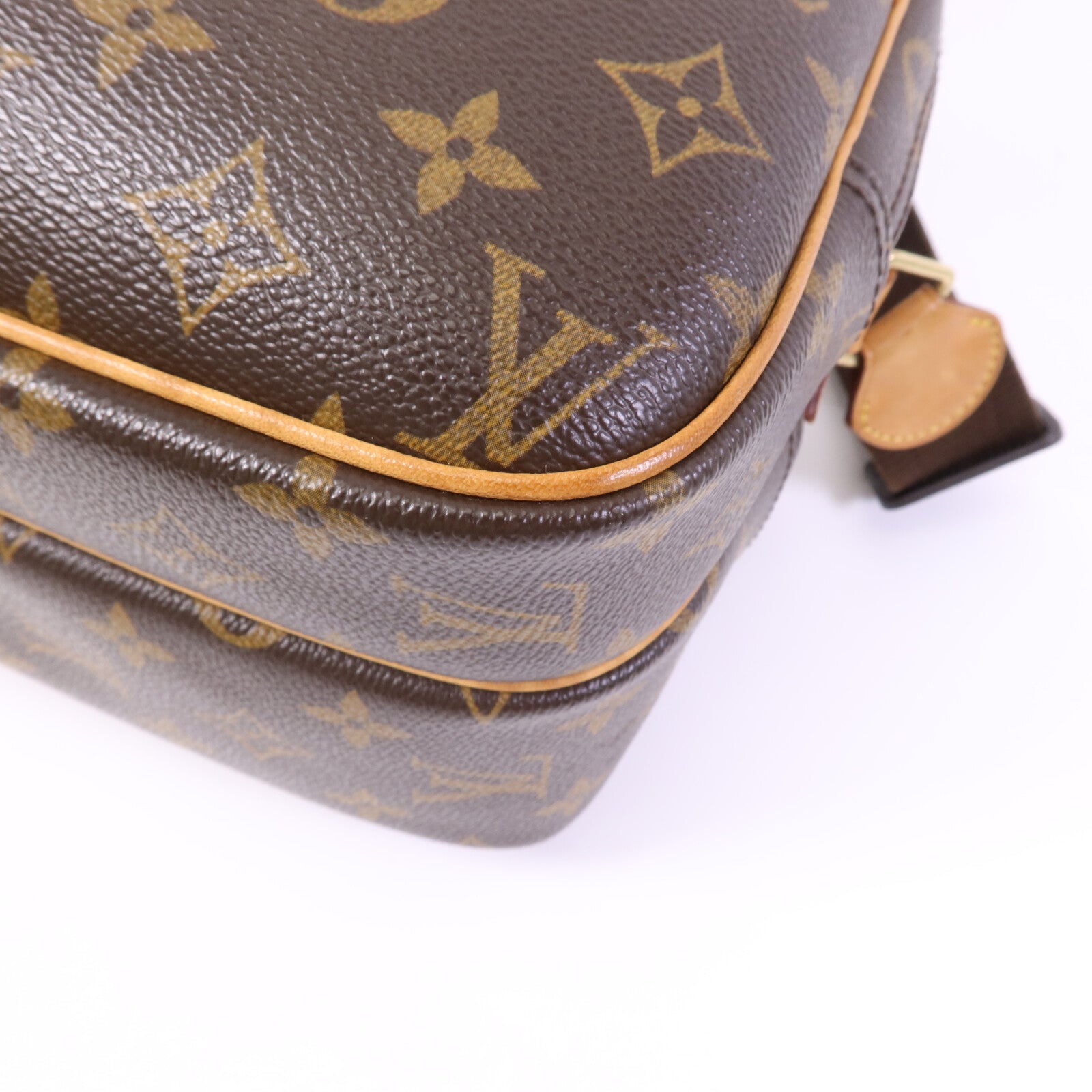 LOUIS VUITTON Monogram Reporter PM金扣肩背袋棕色