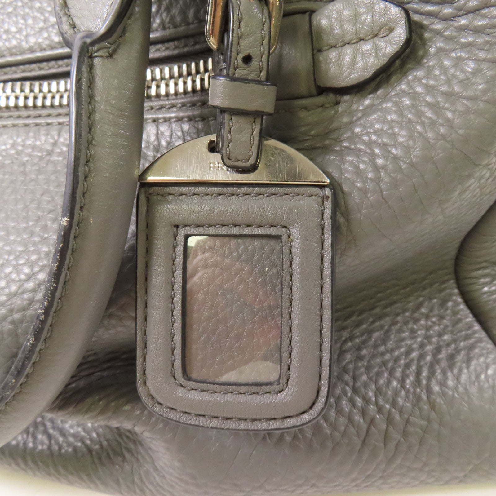 PRADA SHW 2 Way Shoulder Bag Handbag Calfskin Leather Gray Grey