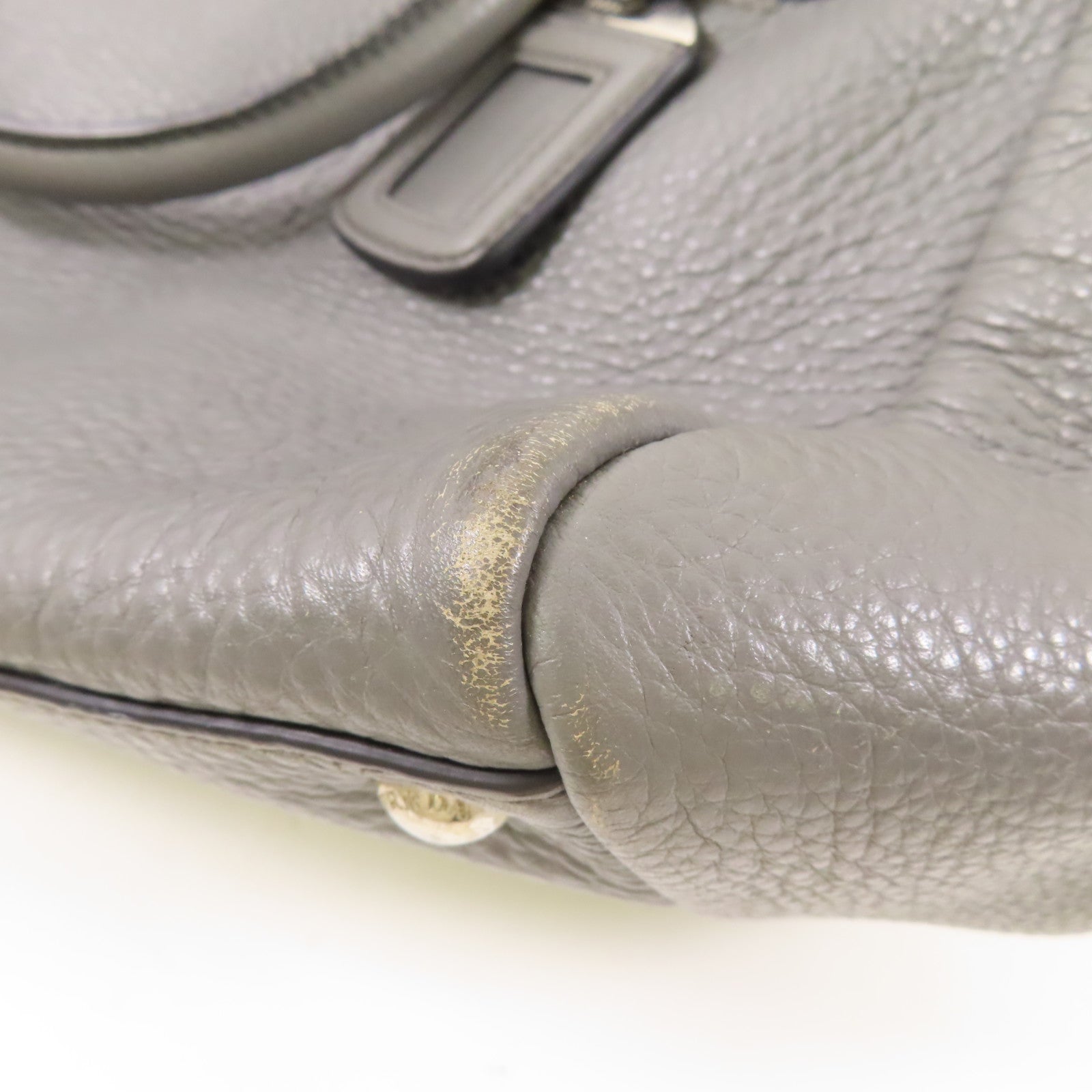 PRADA SHW 2 Way Shoulder Bag Handbag Calfskin Leather Gray Grey
