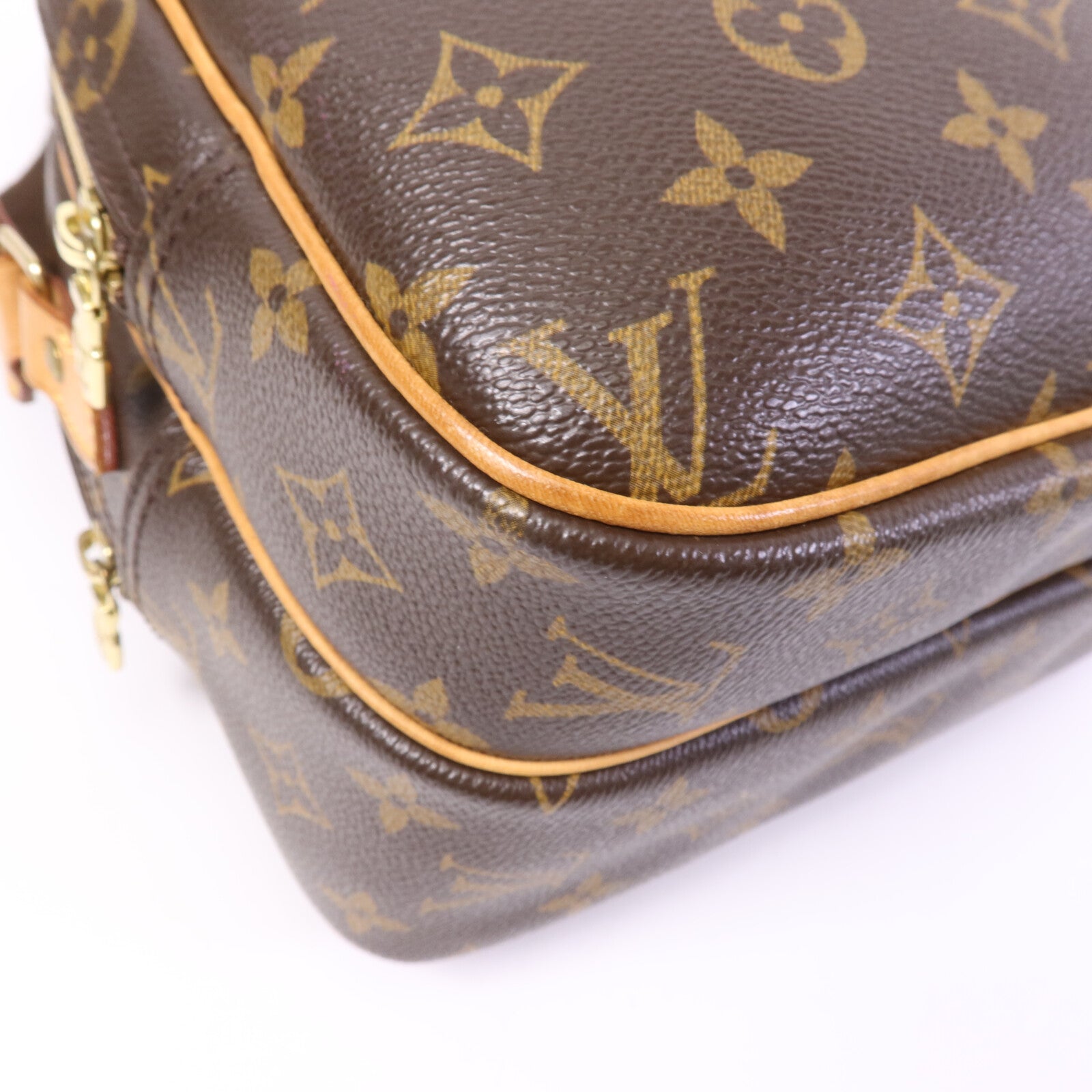 LOUIS VUITTON Monogram Reporter PM金扣肩背袋棕色