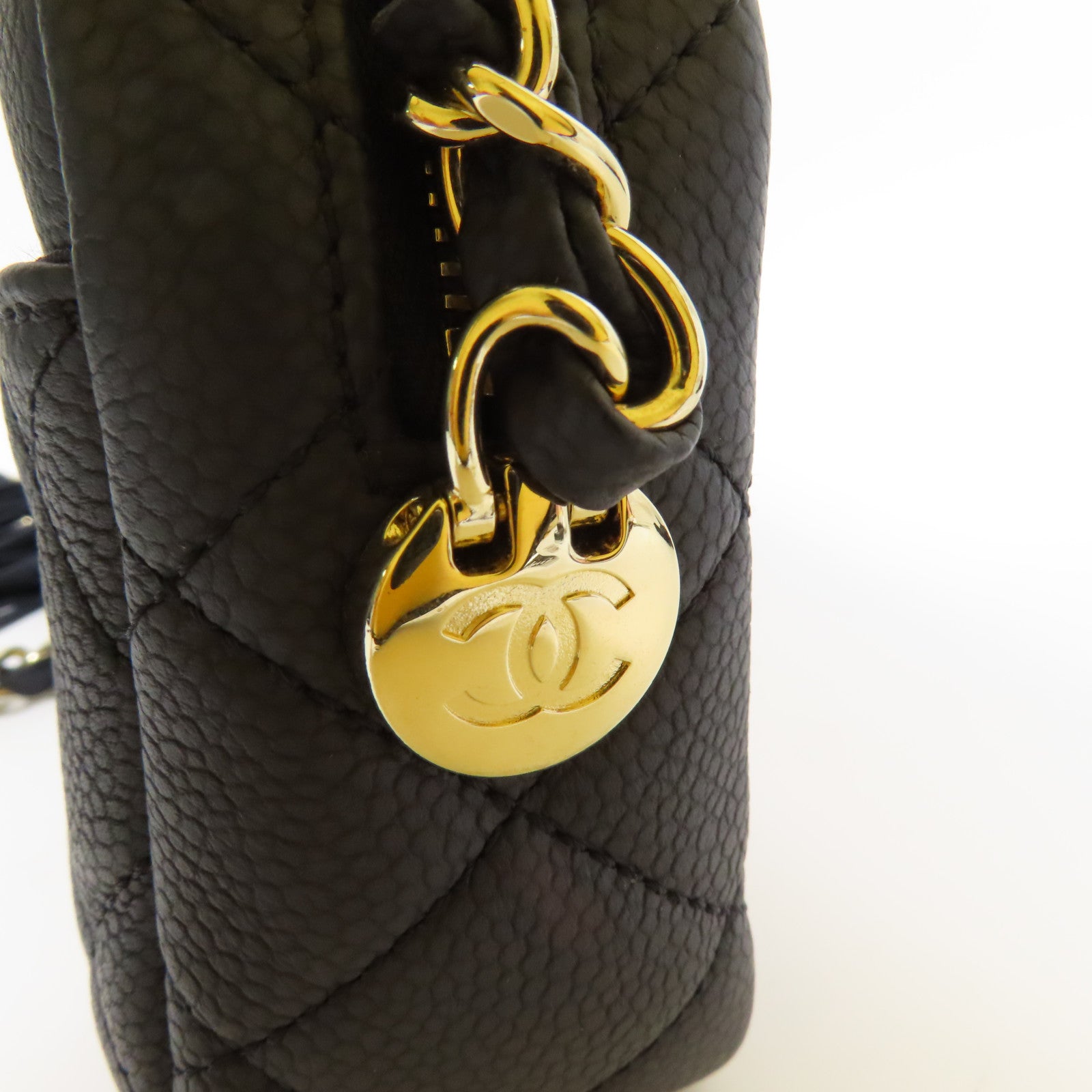 CHANEL 牛皮皮革Shoulder Bag金扣鏈帶肩背袋