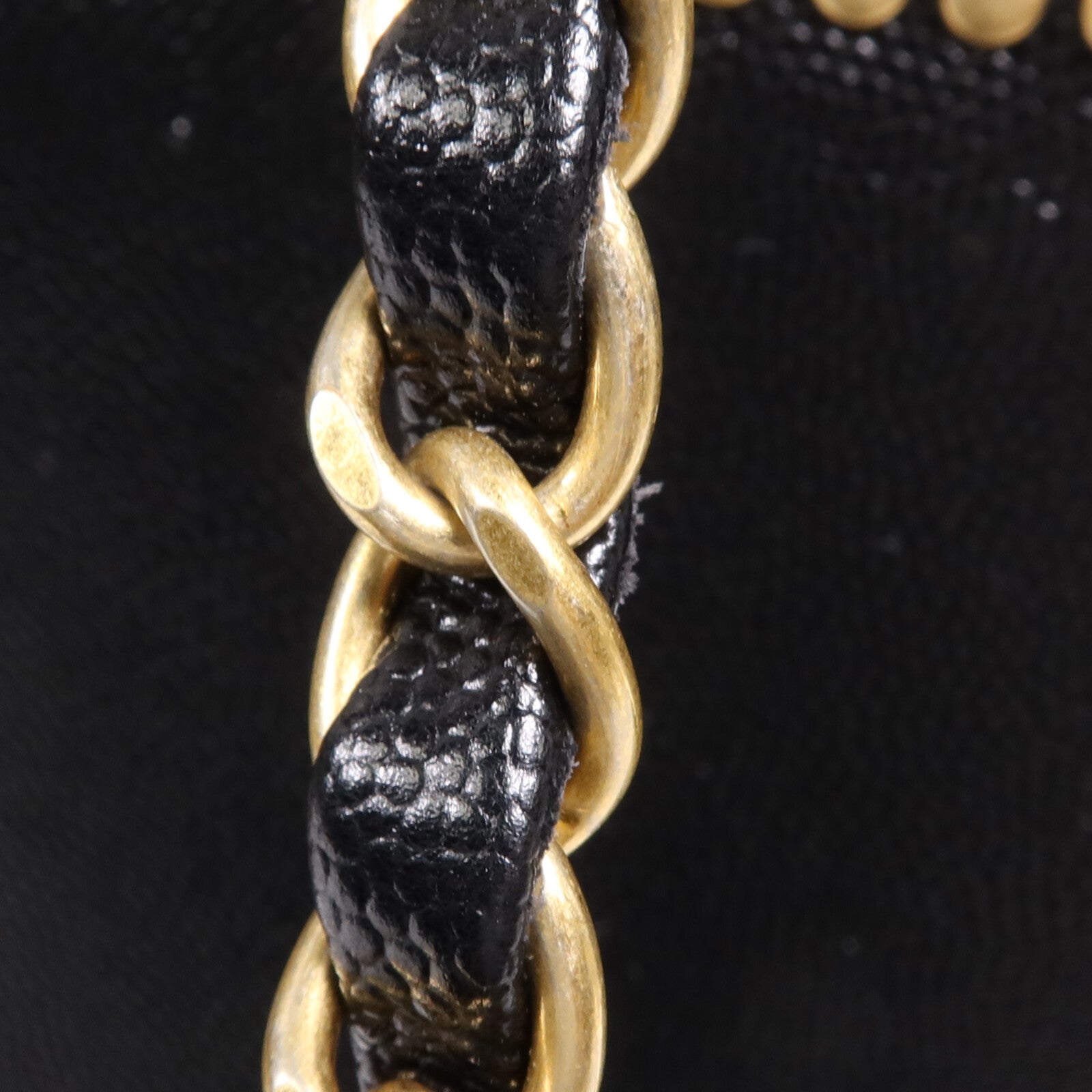 CHANEL 牛皮皮革Deauville金扣鏈帶手挽肩背兩用袋