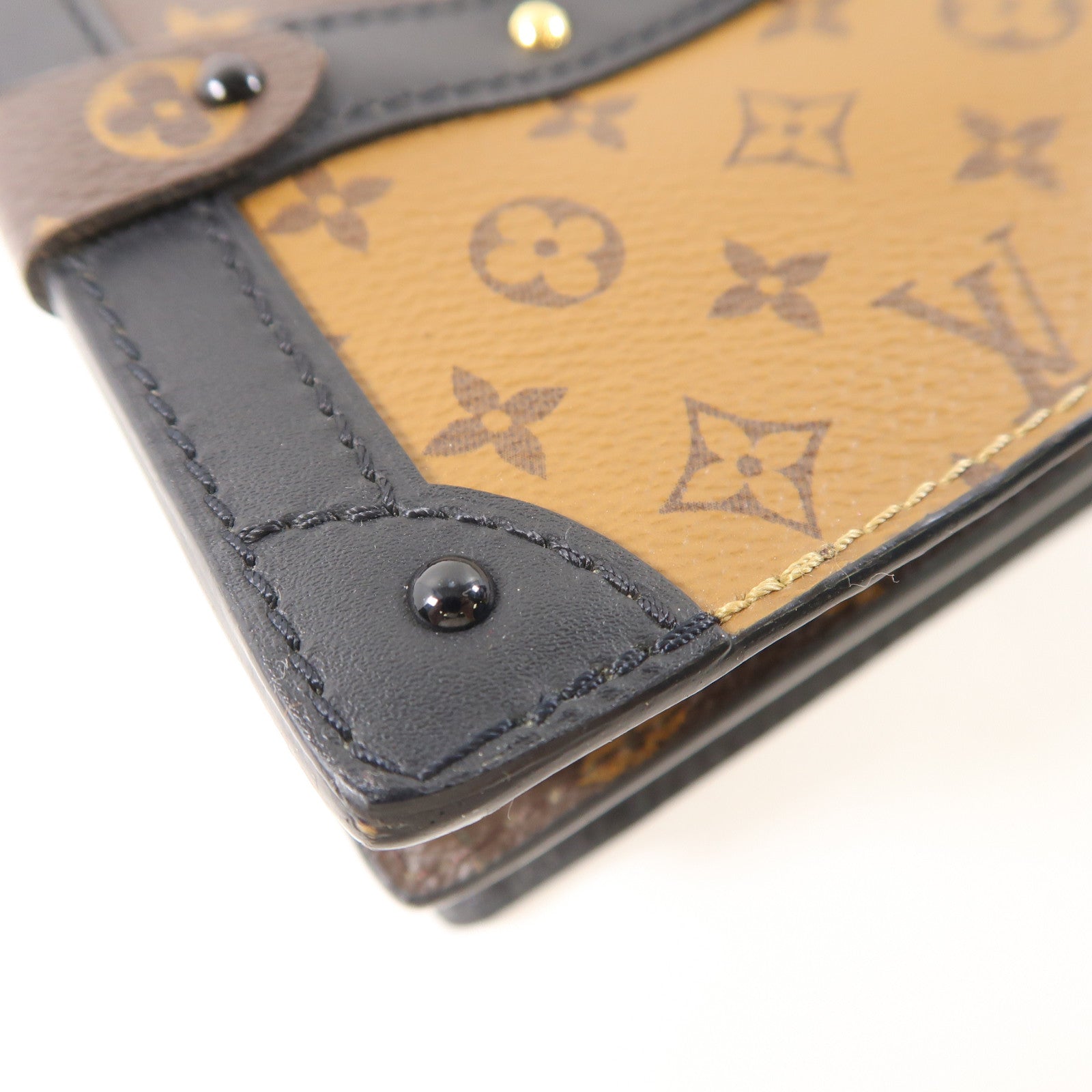 LOUIS VUITTON Monogram Reverse Trunk Clutch金扣肩背袋啡色