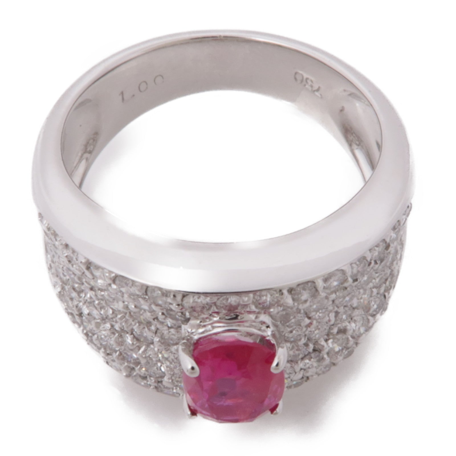 JEWELRY 【激減優惠】18K白金Ruby/Diamond Ring 紅寶石/鑽石戒指US#6