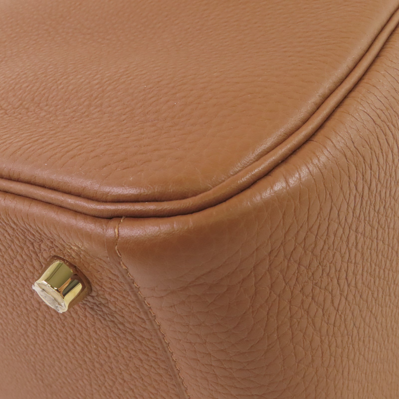 HERMES Clemence皮革/鱷魚皮革Lindy 26 Touch Shoulder Bag金扣肩背袋Gold/經典駝色