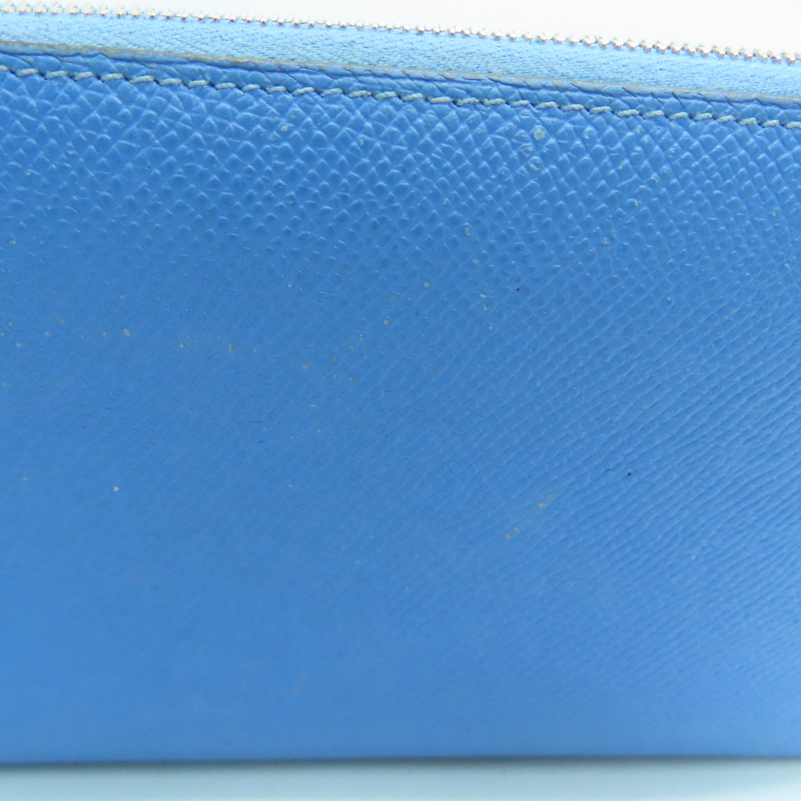 HERMES 【激减优惠】Epsom皮革Long Wallet银扣长钱包蓝色