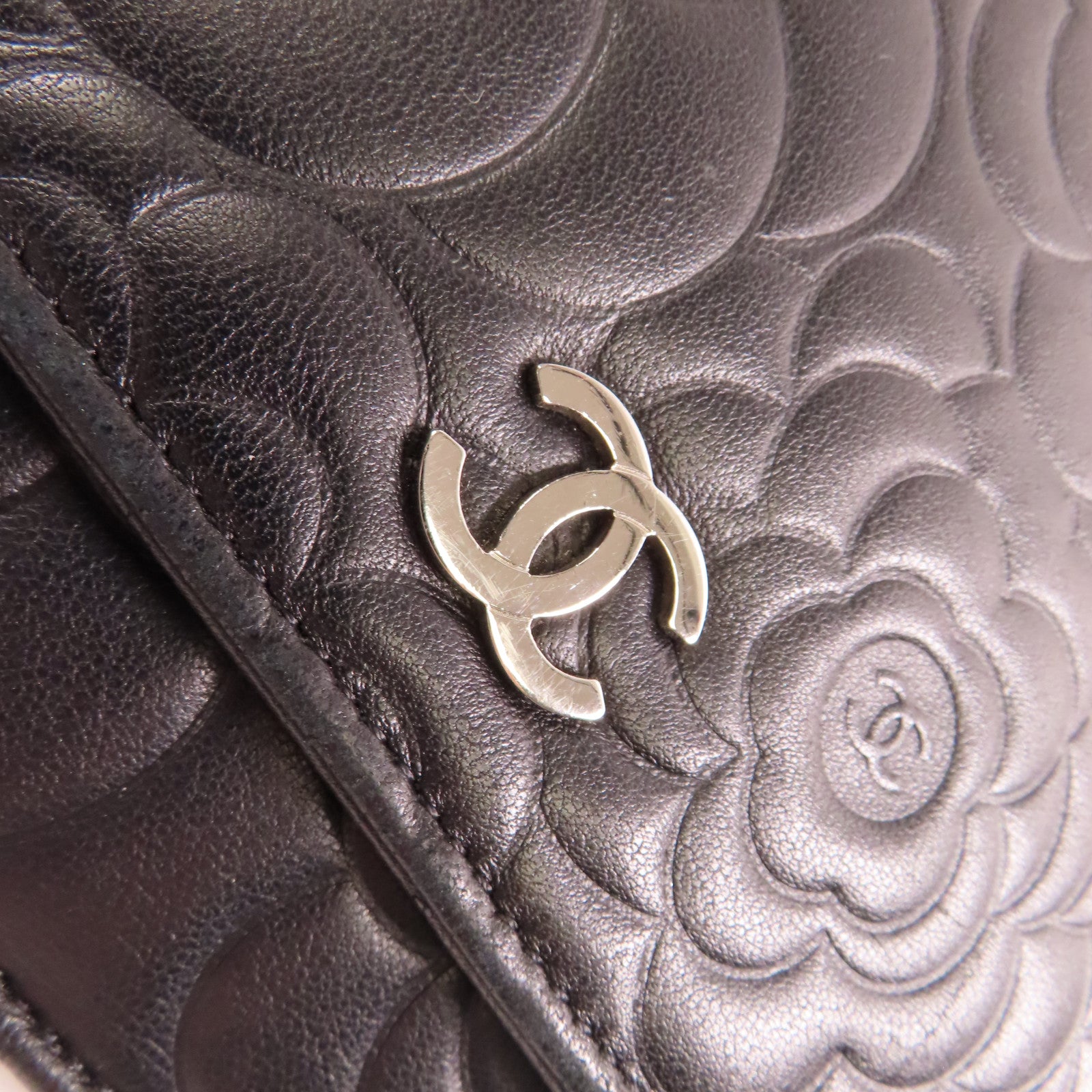 CHANEL 皮革Wallet On Chain銀扣鏈帶肩背袋