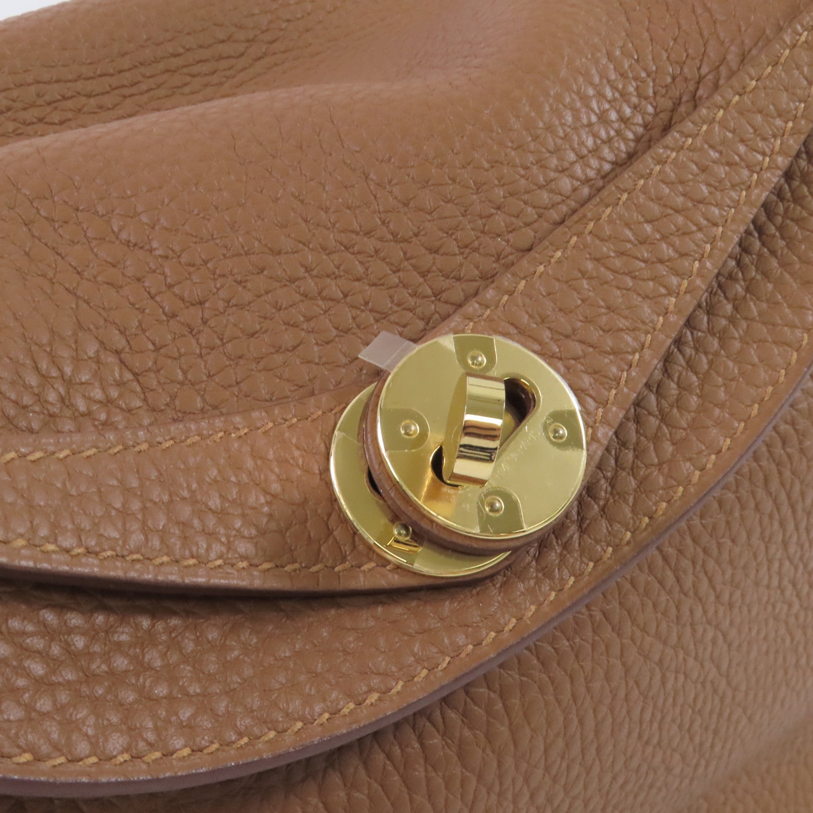 HERMES Clemence皮革/鱷魚皮革Lindy 26 Touch Shoulder Bag金扣肩背袋Gold/經典駝色