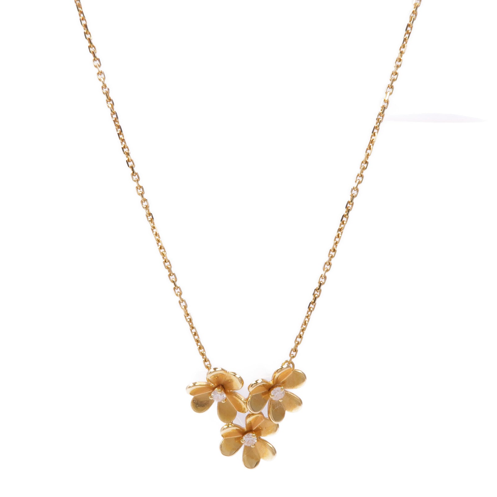 Van Cleef & Arpels 18K黃金Frivole Pendant 3 Flowers Mini Model鑽石項鍊