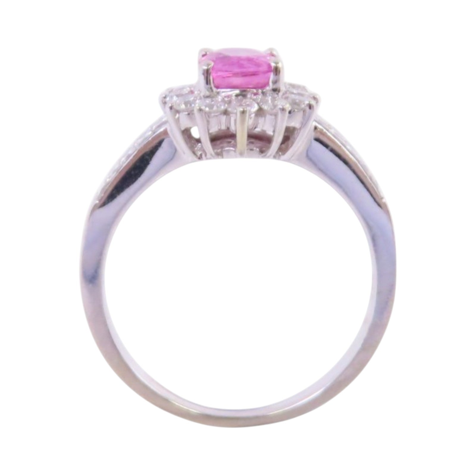 JEWELRY 18K白金/粉紅藍寶石/鑽石Sapphire Diamond Ring戒指US#7.25