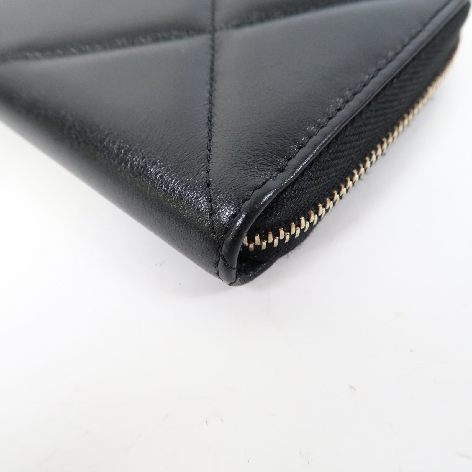 CHANEL 菱格羊皮皮革Wallet金扣錢包黑色
