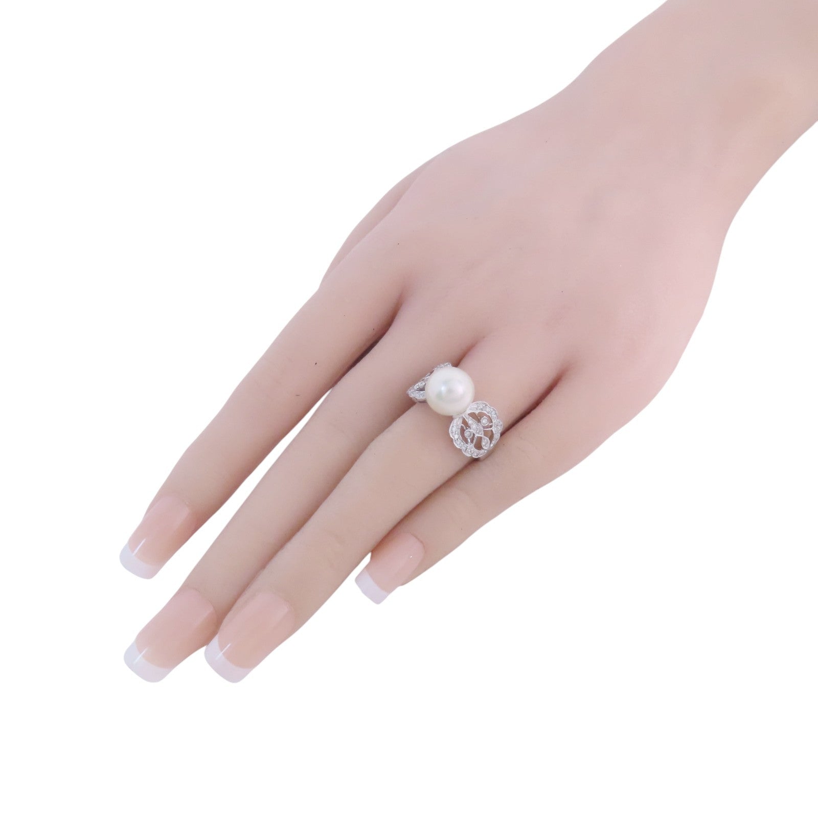 JEWELRY 【激減優惠】18K白金Pearl Diamond Ring珍珠/鑽石戒指US#7.5