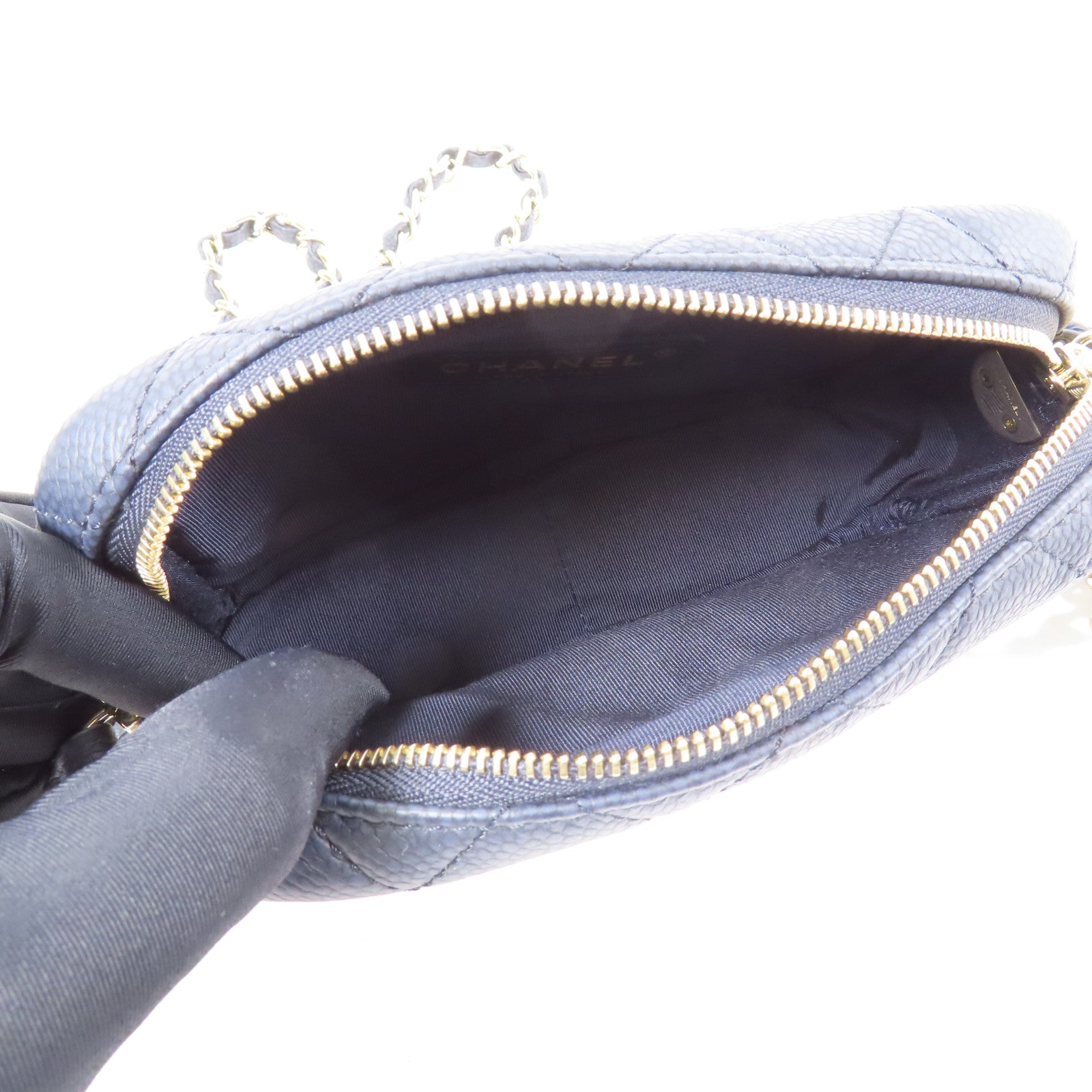 CHANEL 牛皮皮革Shoulder Bag金扣鏈帶肩背袋