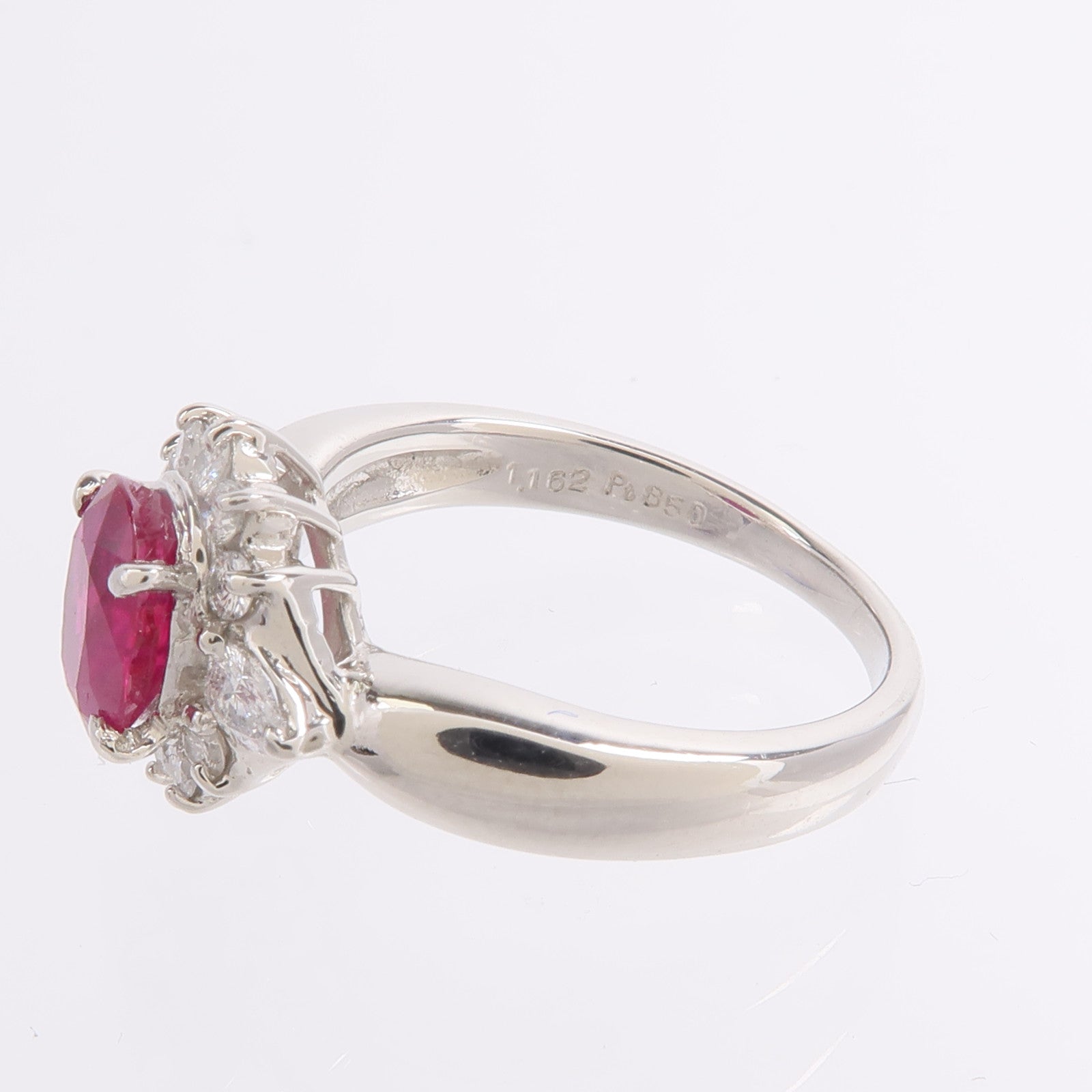 JEWELRY PT850鉑金Ruby Diamond Ring紅寶石/鑽石戒指