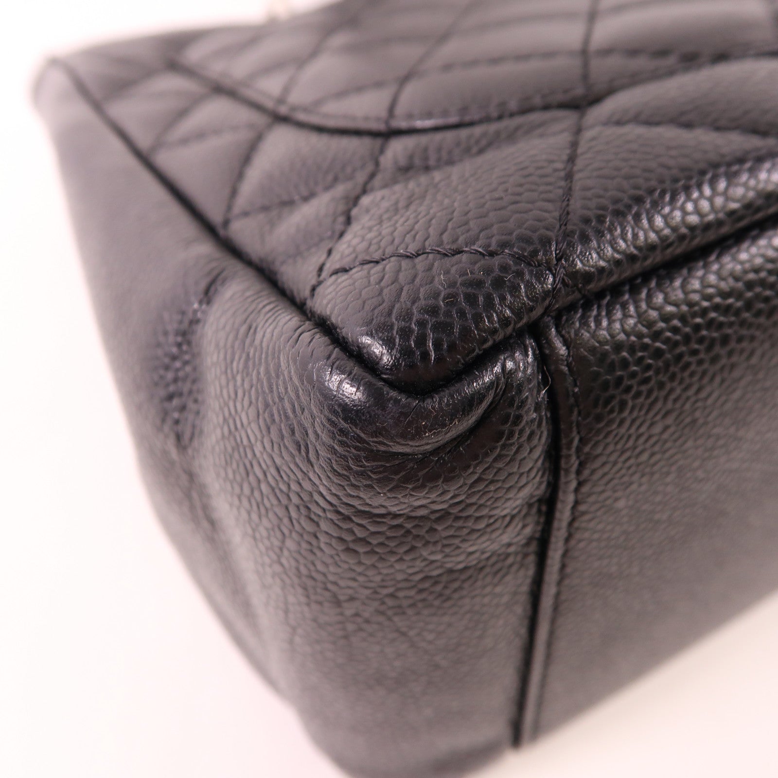 CHANEL 牛皮皮革GST Grand Shopping Tote Bag銀扣鏈帶肩背袋