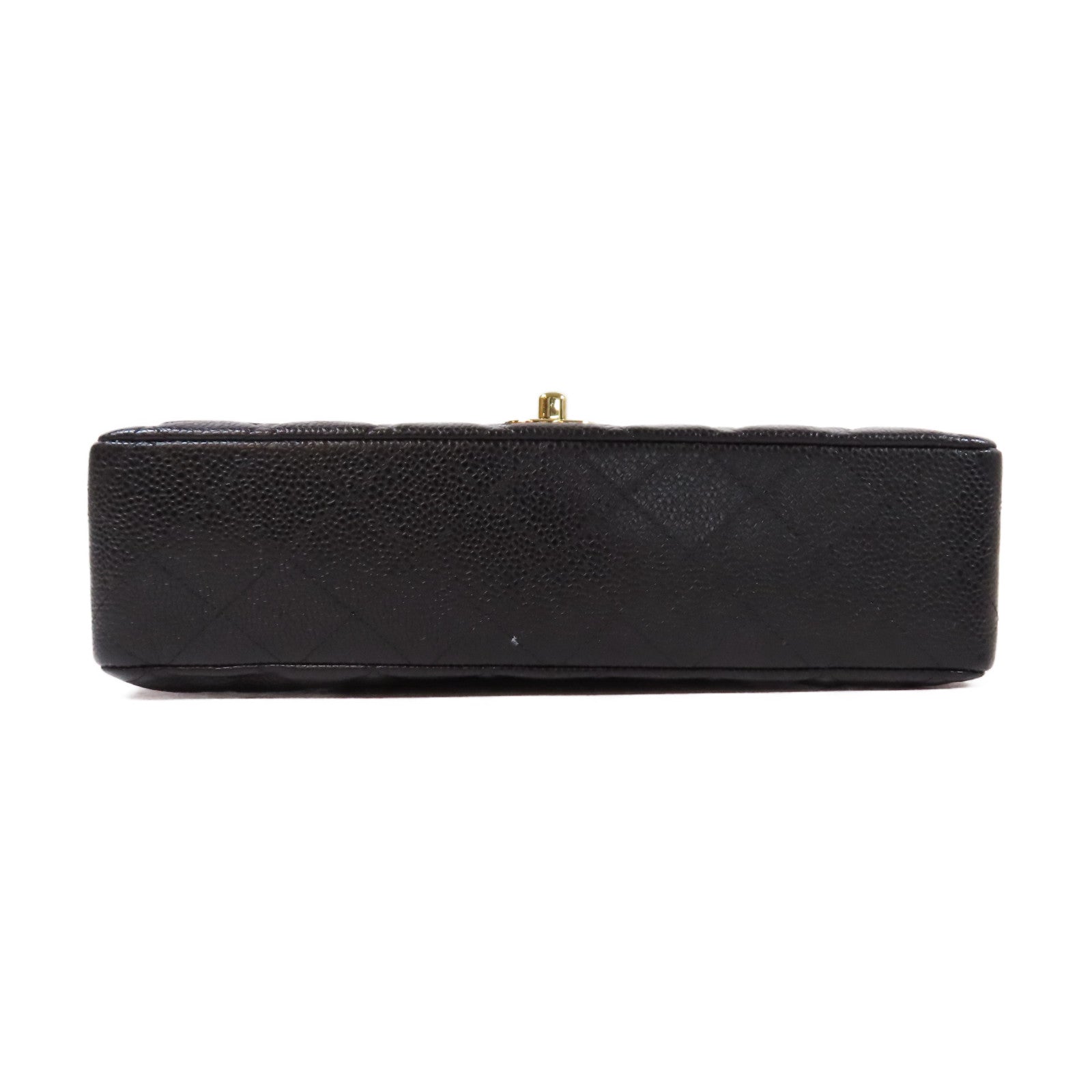 CHANEL 菱格Caviar皮革Classic Flap Bag金扣鏈帶肩背袋黑色
