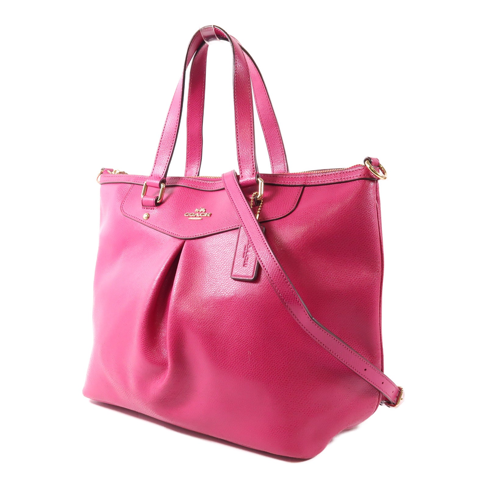 COACH 牛皮皮革2 Way Shoulder金扣手挽肩背兩用袋