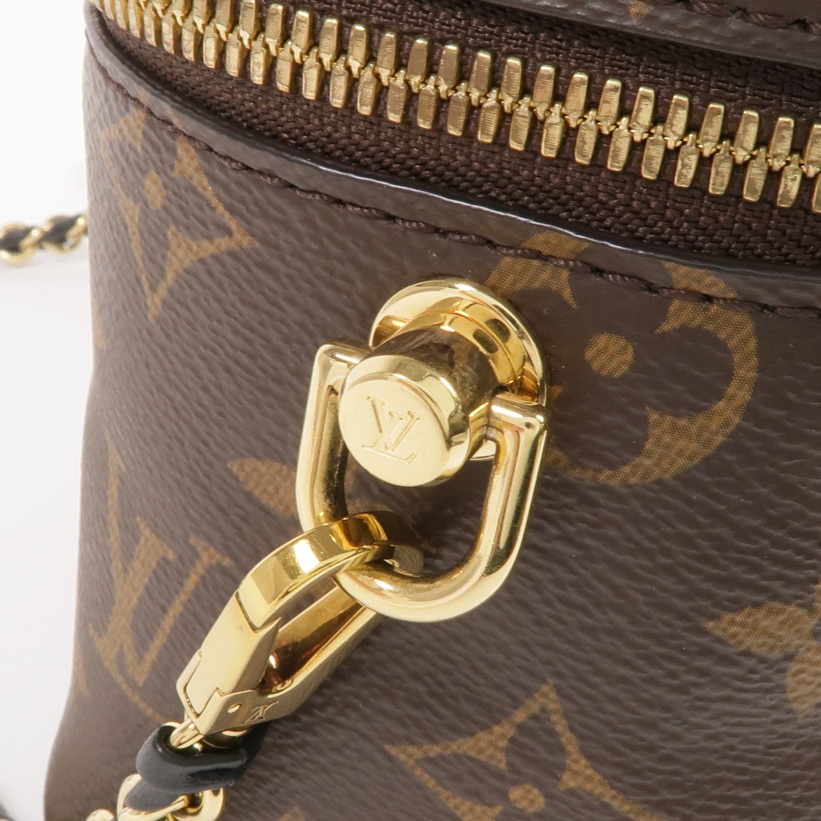 LOUIS VUITTON Monogram/Monogram Reverse Vanity PM金扣手挽肩背兩用袋棕色