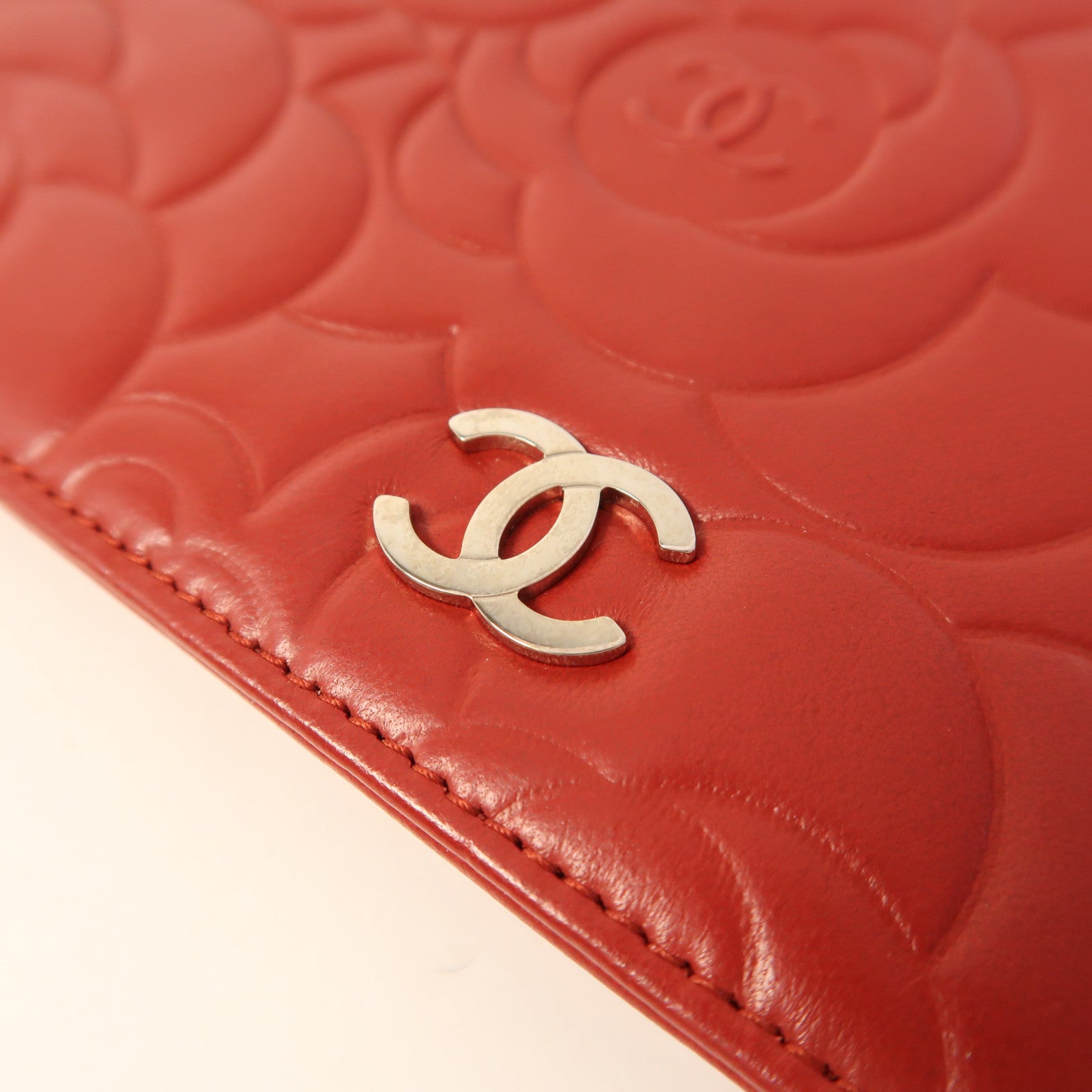 CHANEL 羊皮皮革Long Wallet銀扣長錢包