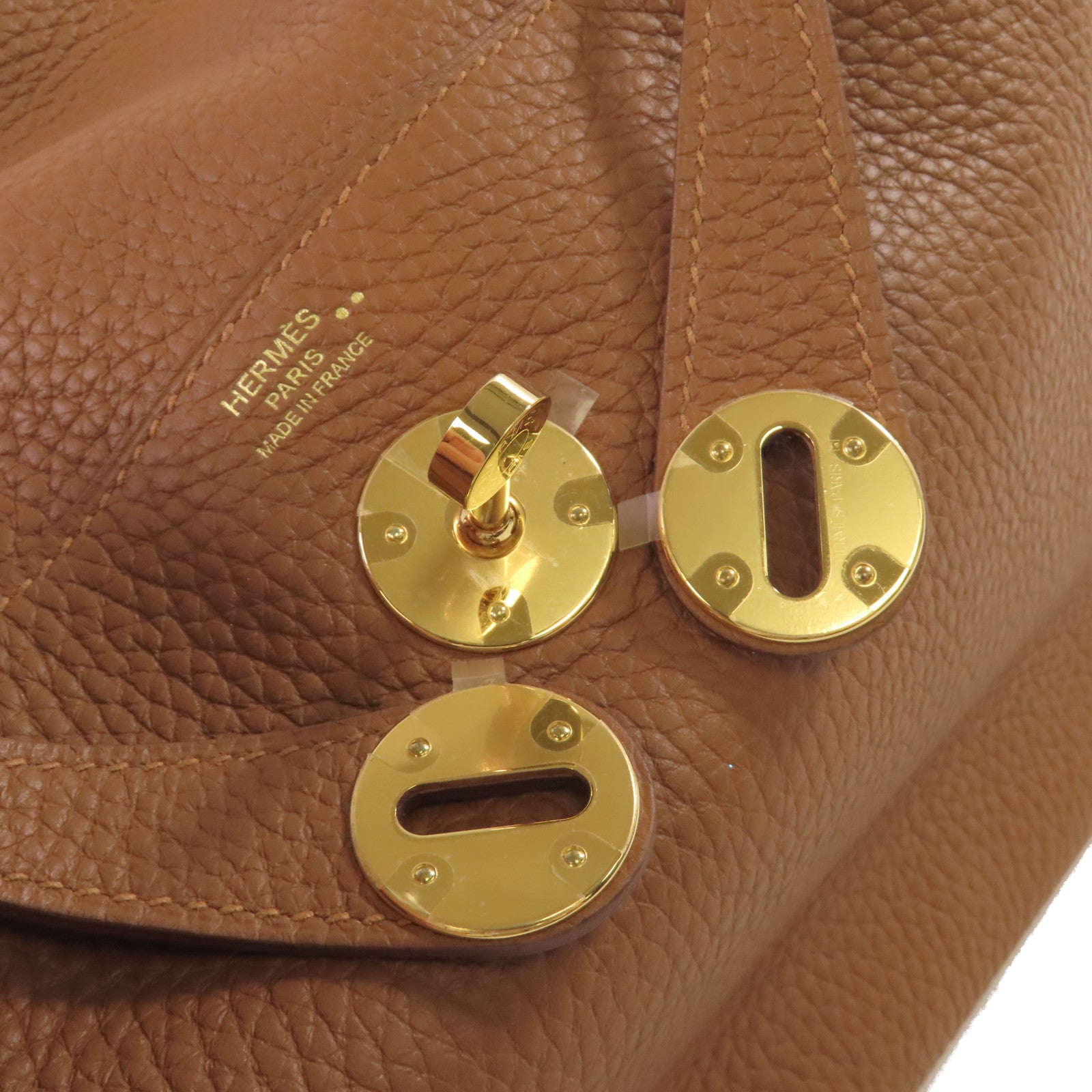HERMES Clemence皮革/鱷魚皮革Lindy 26 Touch Shoulder Bag金扣肩背袋Gold/經典駝色
