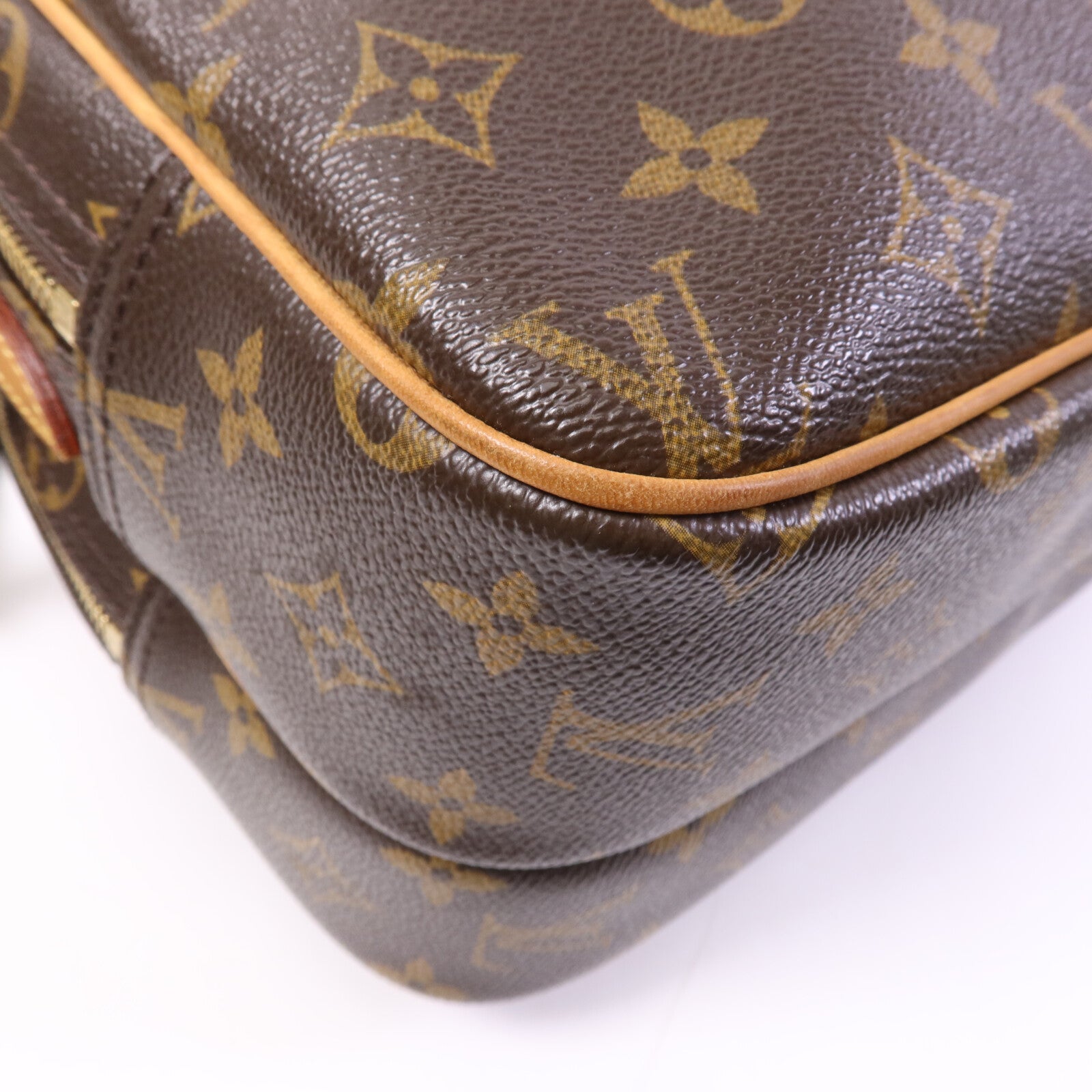 LOUIS VUITTON Monogram Reporter PM金扣肩背袋棕色