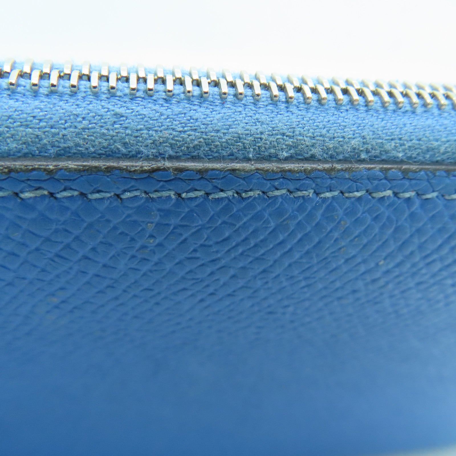 HERMES 【激减优惠】Epsom皮革Long Wallet银扣长钱包蓝色