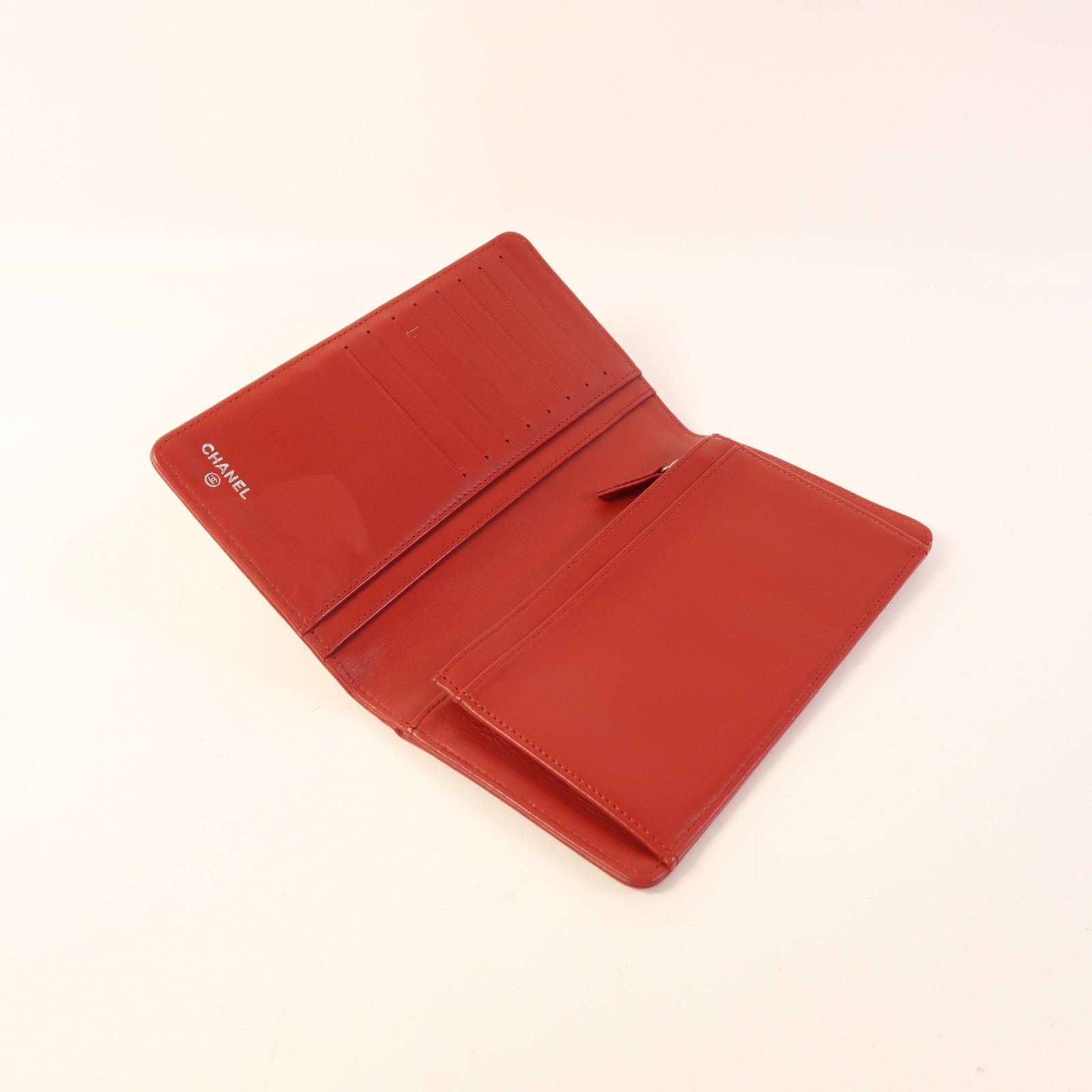 CHANEL 羊皮皮革Long Wallet銀扣長錢包