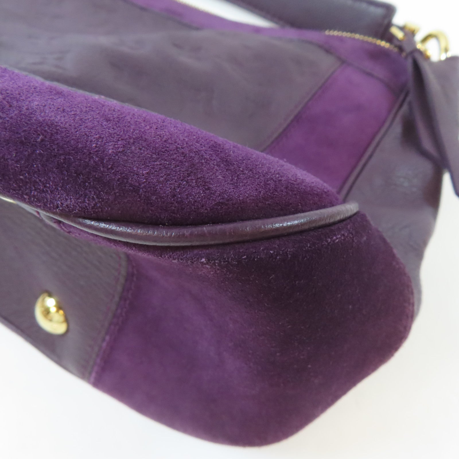LOUIS VUITTON Monogram Empreinte Oda Shoes PM金扣手挽肩背兩用袋紫色