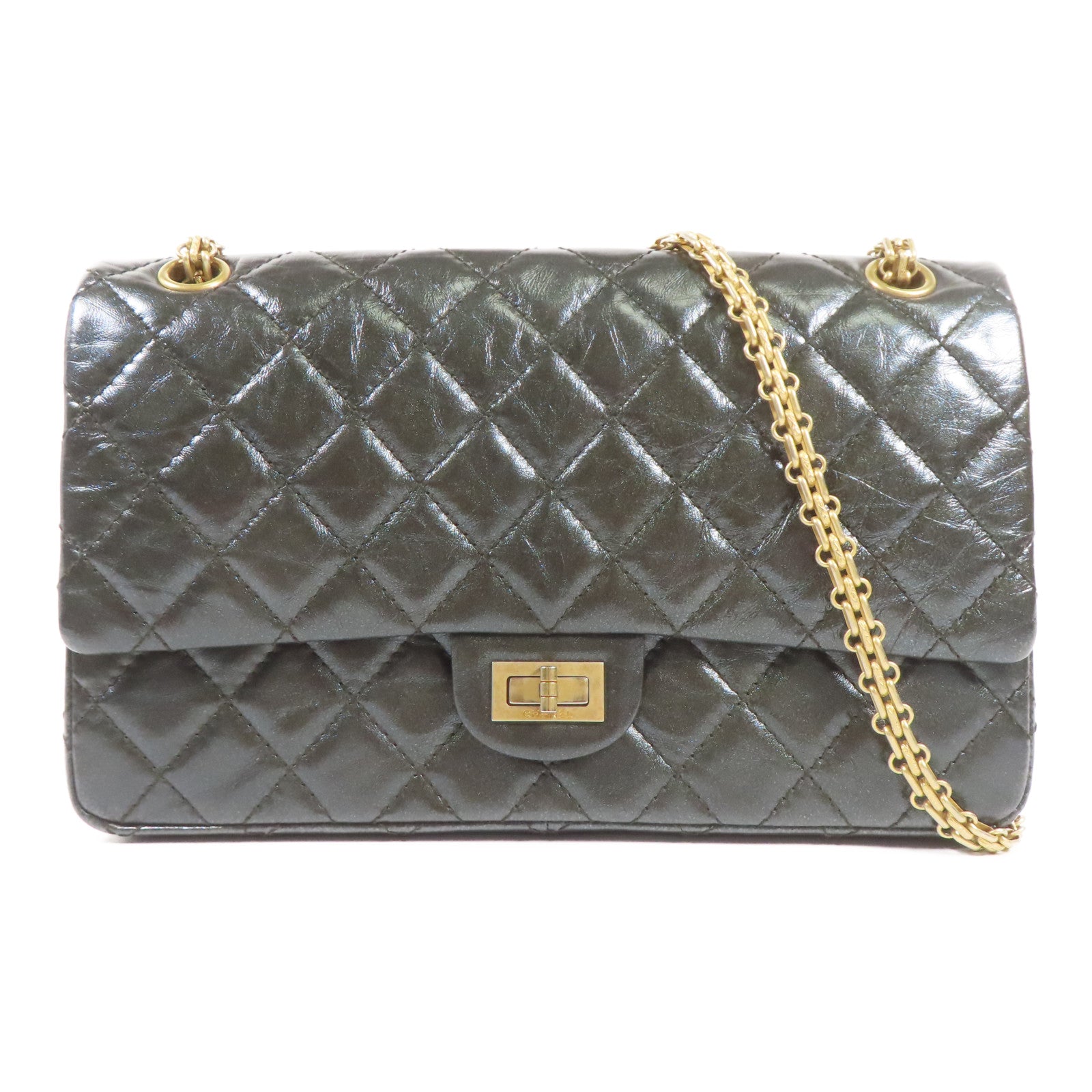 CHANEL 牛皮皮革2.55金扣鏈帶肩背袋