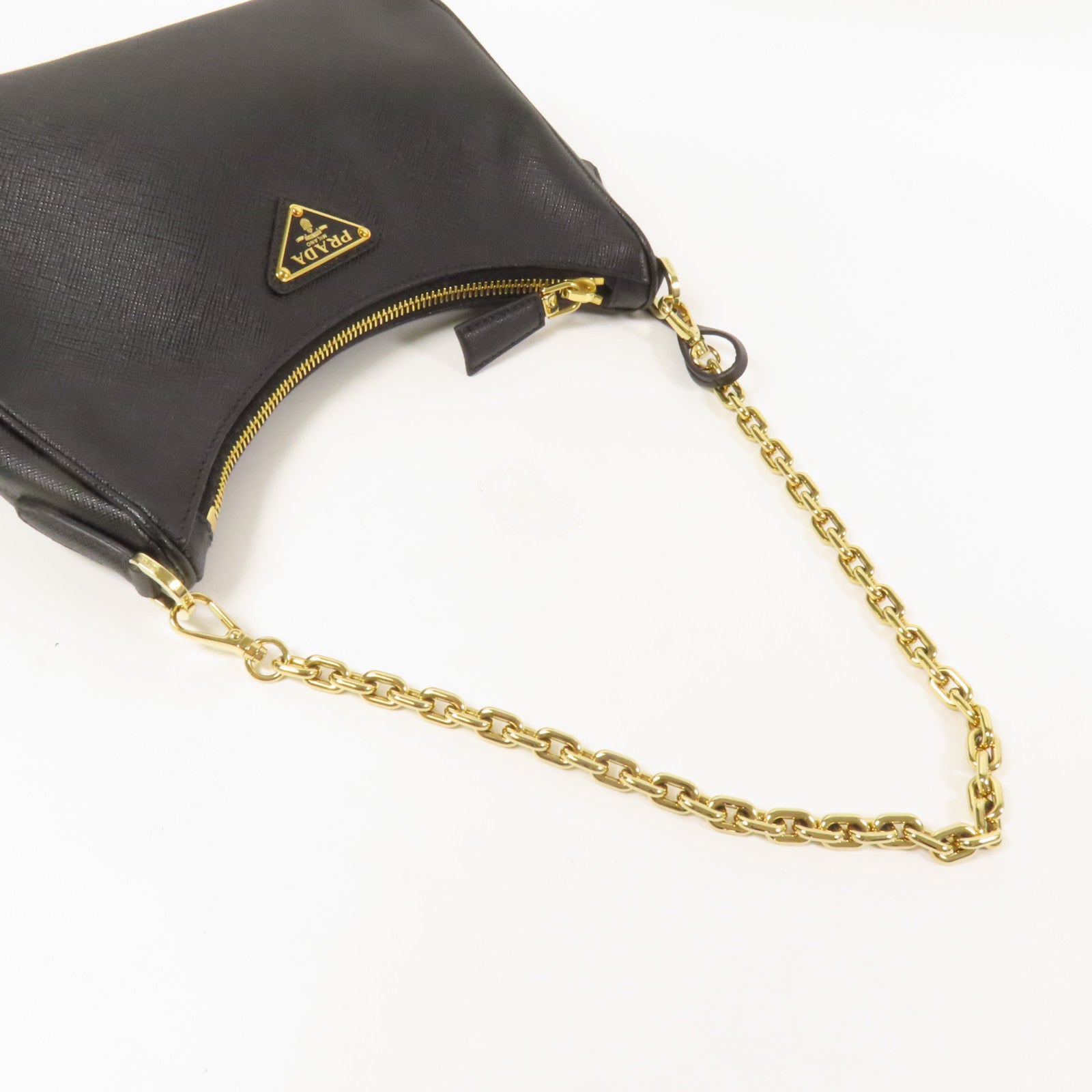 PRADA 【激減優惠】Saffinao皮革金扣手挽肩背兩用袋