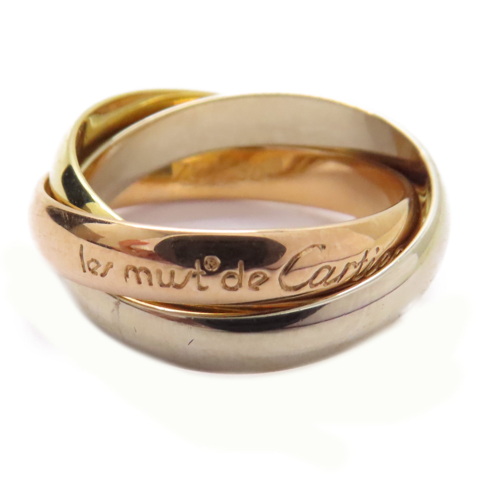 CARTIER 【激減優惠】18K黃金/白金/玫瑰金Trinity Ring戒指US#5.25/Cartier#50